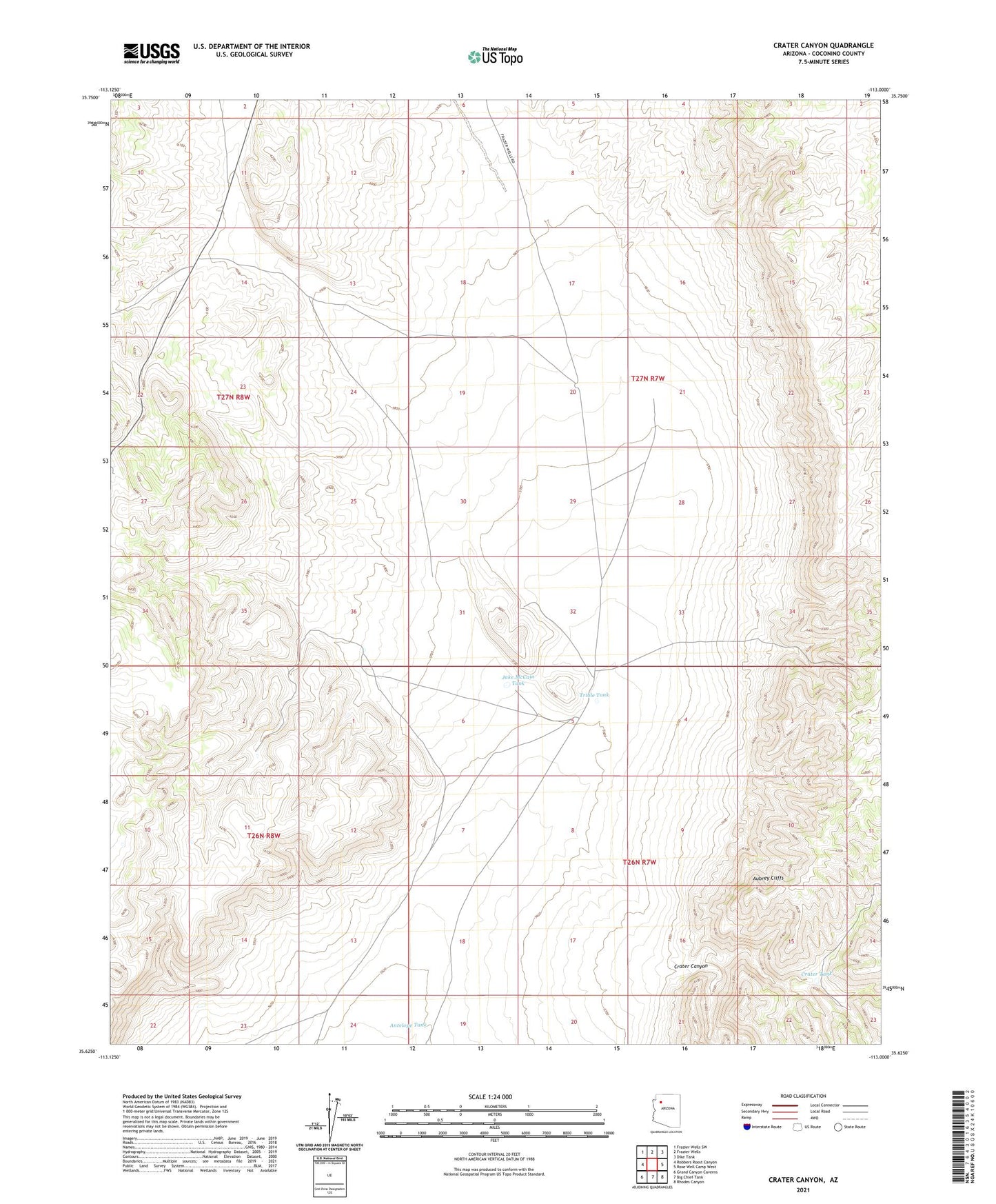 Crater Canyon Arizona US Topo Map Image
