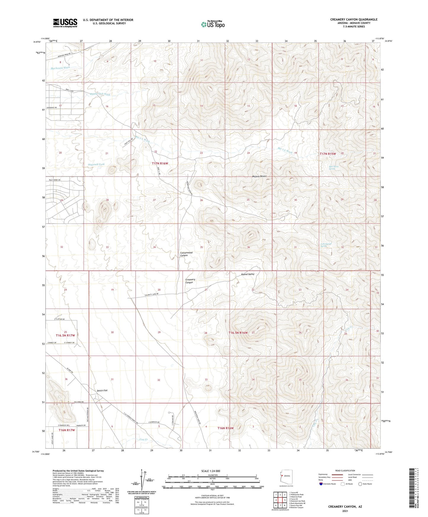Creamery Canyon Arizona US Topo Map Image