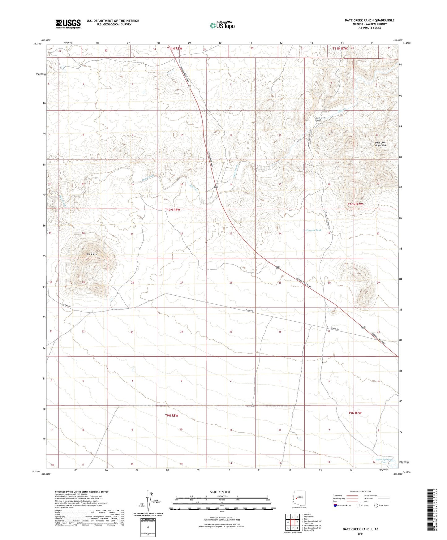 Date Creek Ranch Arizona US Topo Map Image
