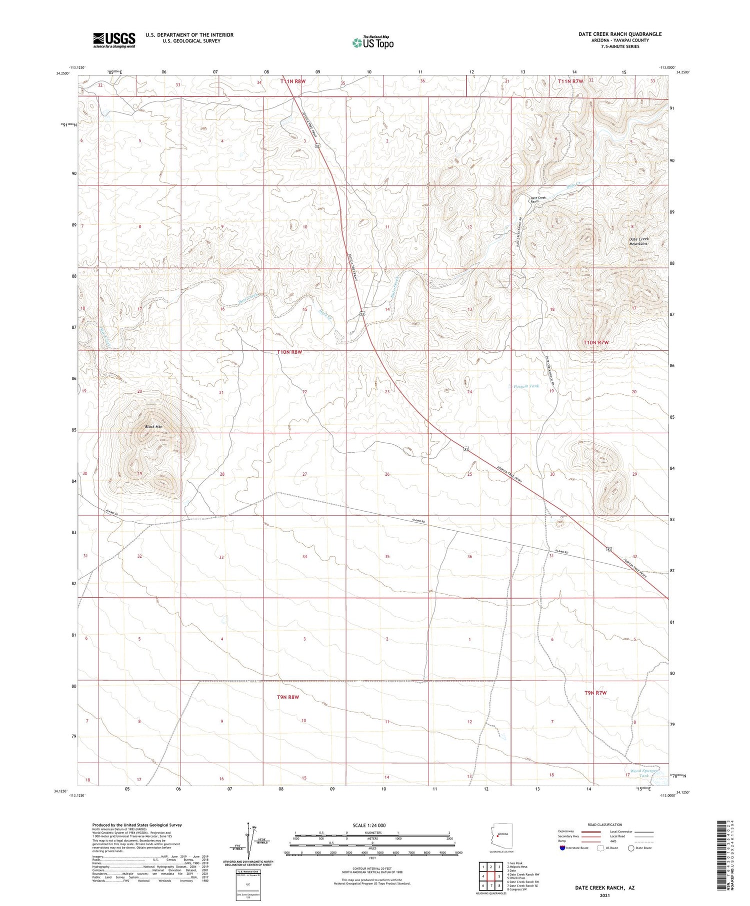 Date Creek Ranch Arizona US Topo Map Image