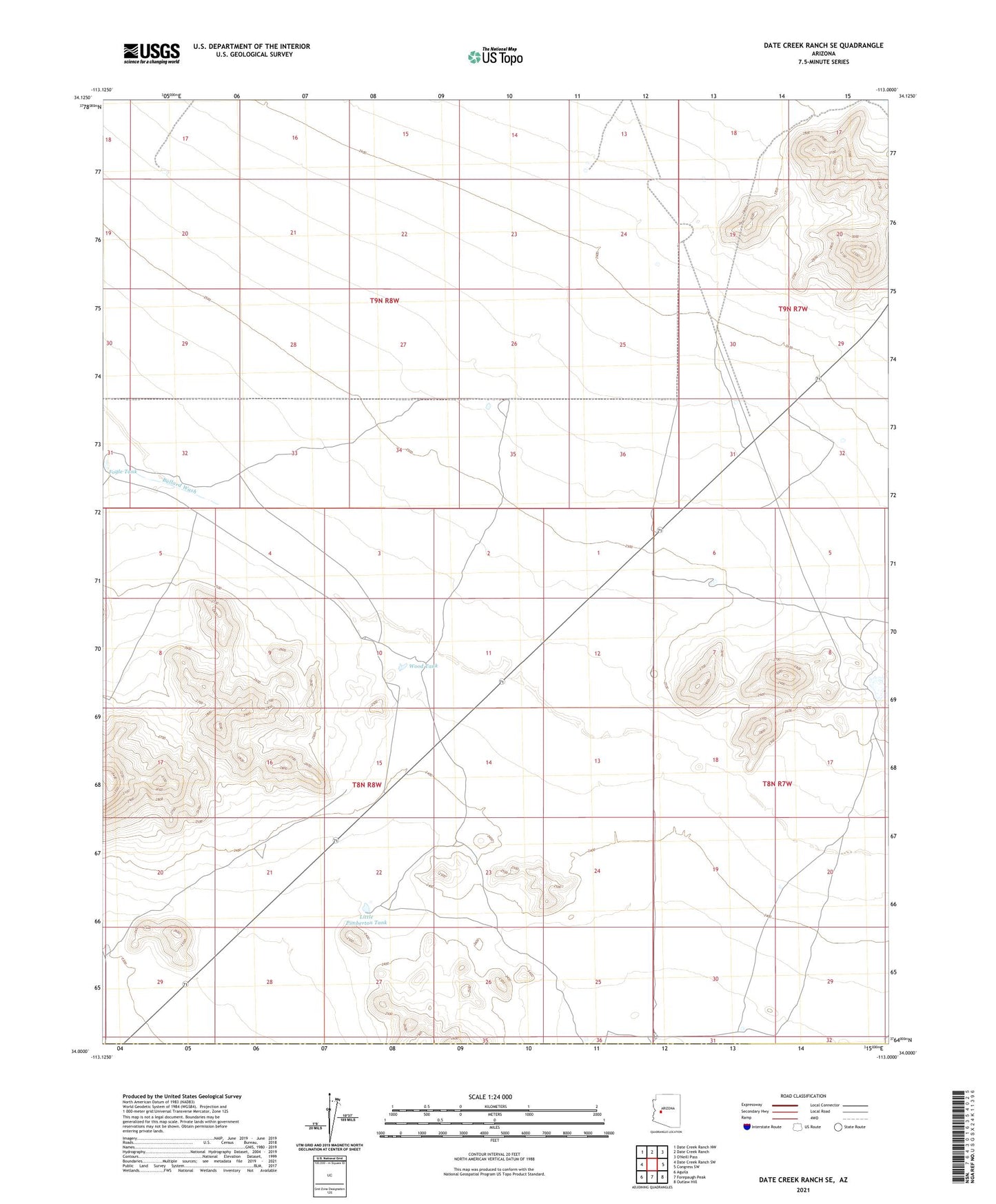 Date Creek Ranch SE Arizona US Topo Map Image