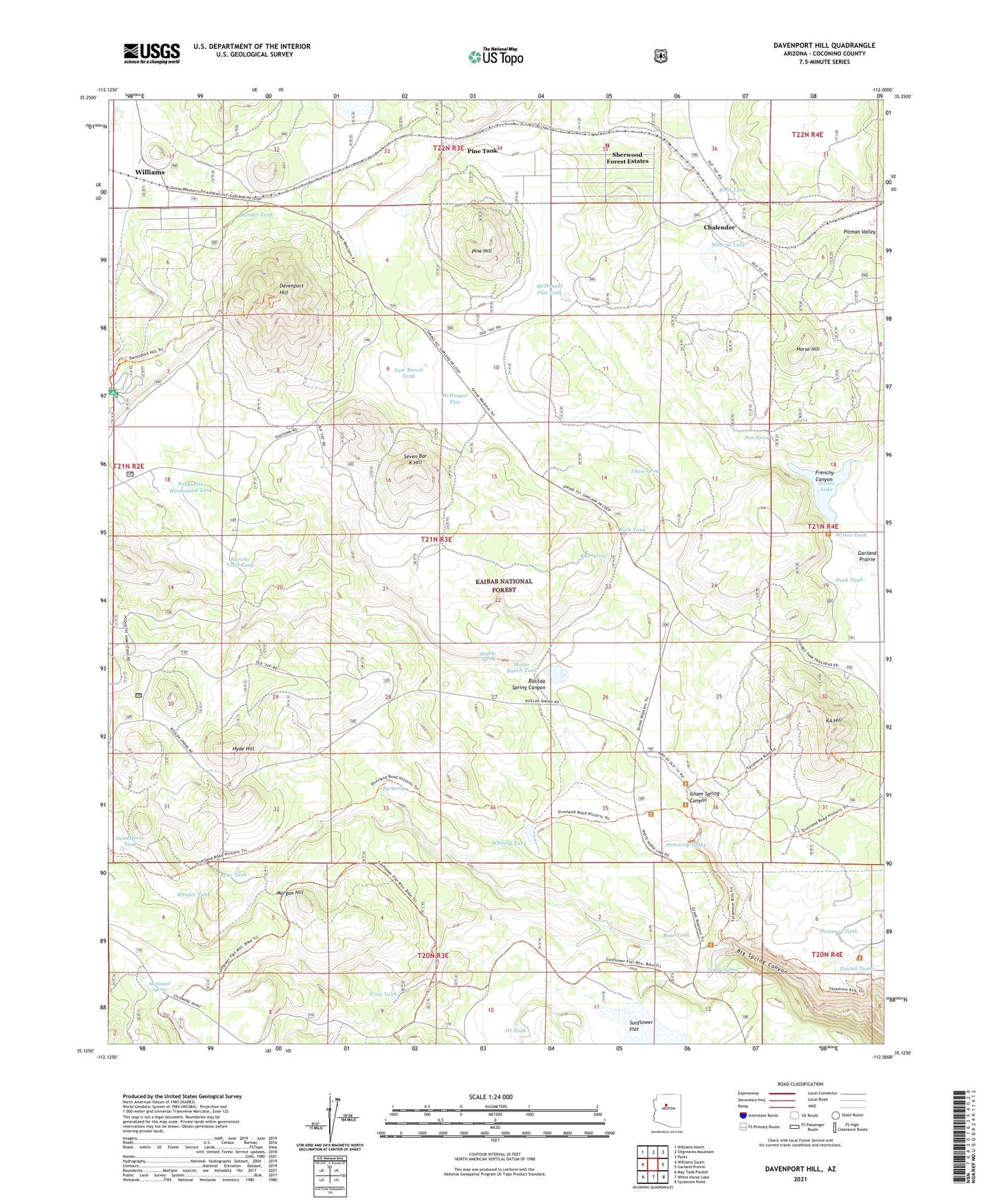 Davenport Hill Arizona US Topo Map Image