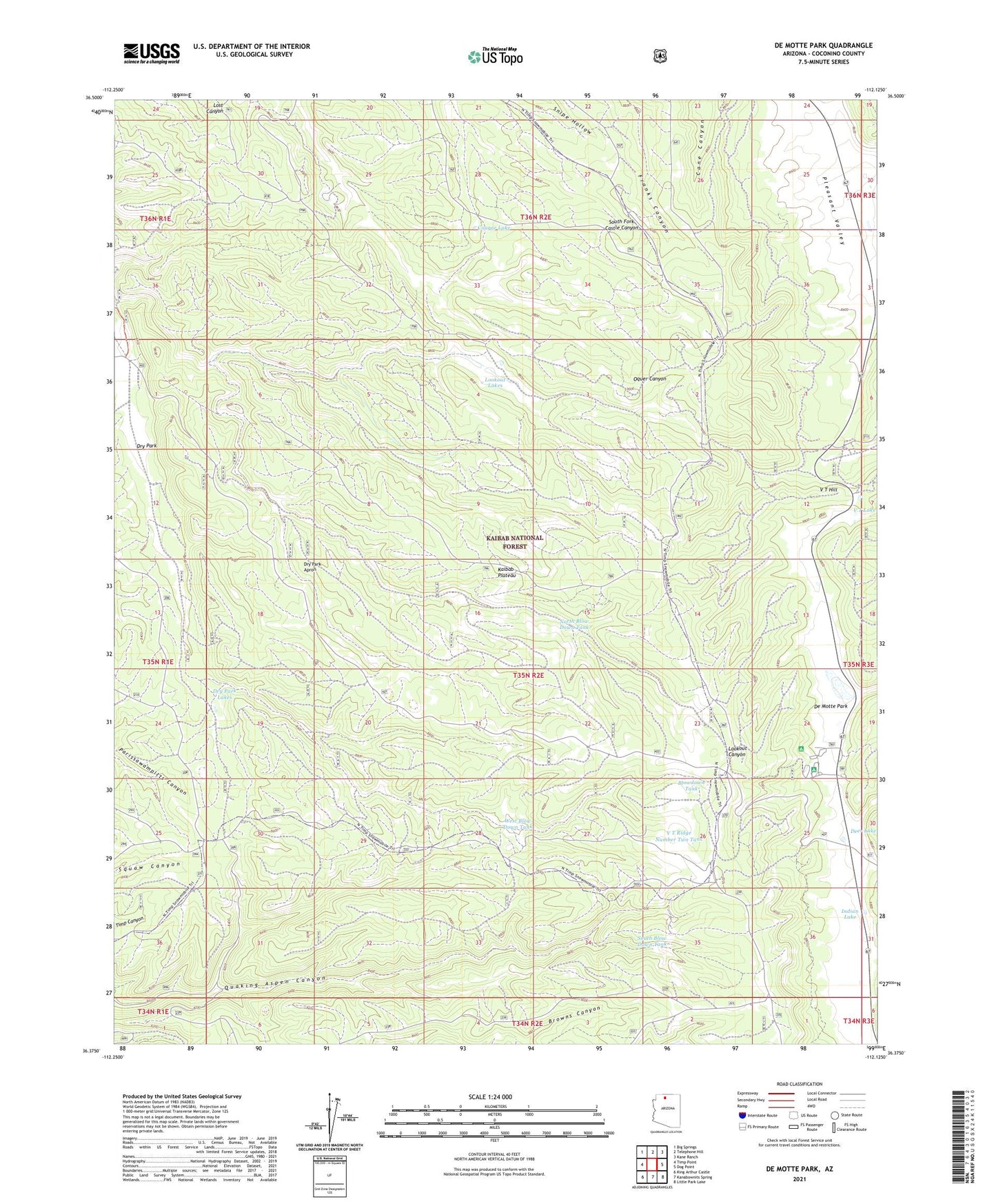 De Motte Park Arizona US Topo Map Image