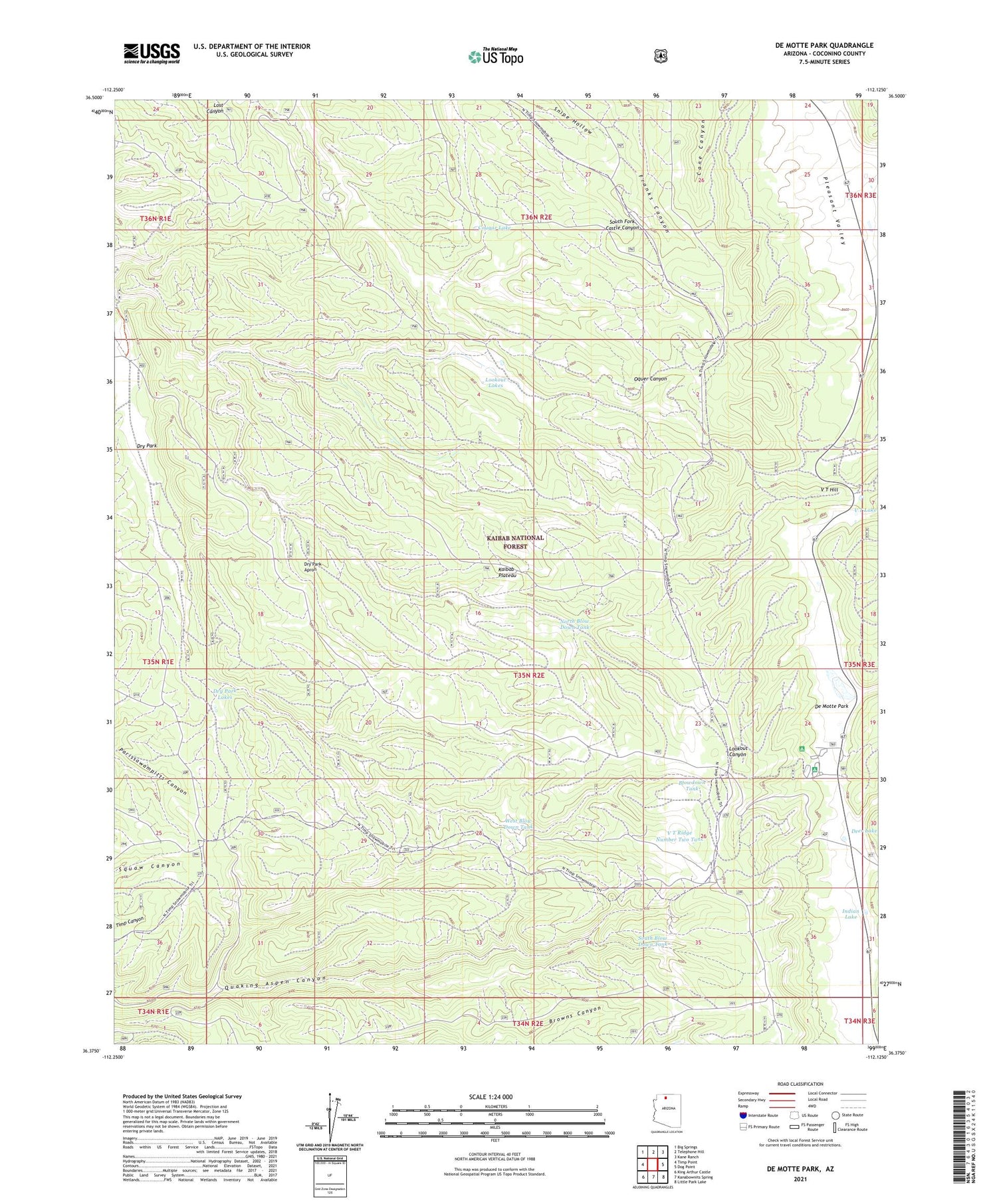 De Motte Park Arizona US Topo Map Image