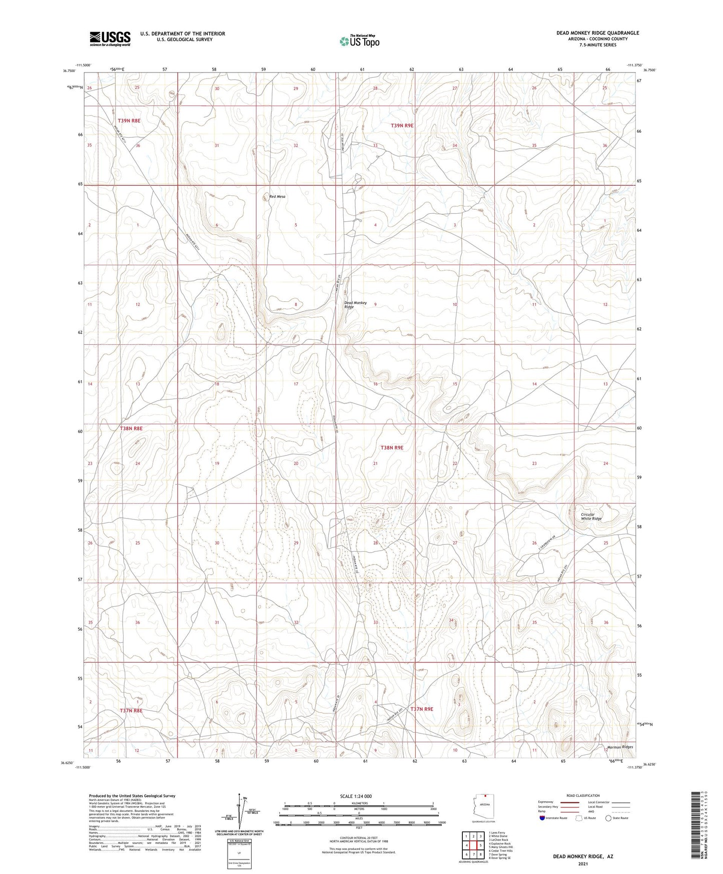 Dead Monkey Ridge Arizona US Topo Map Image