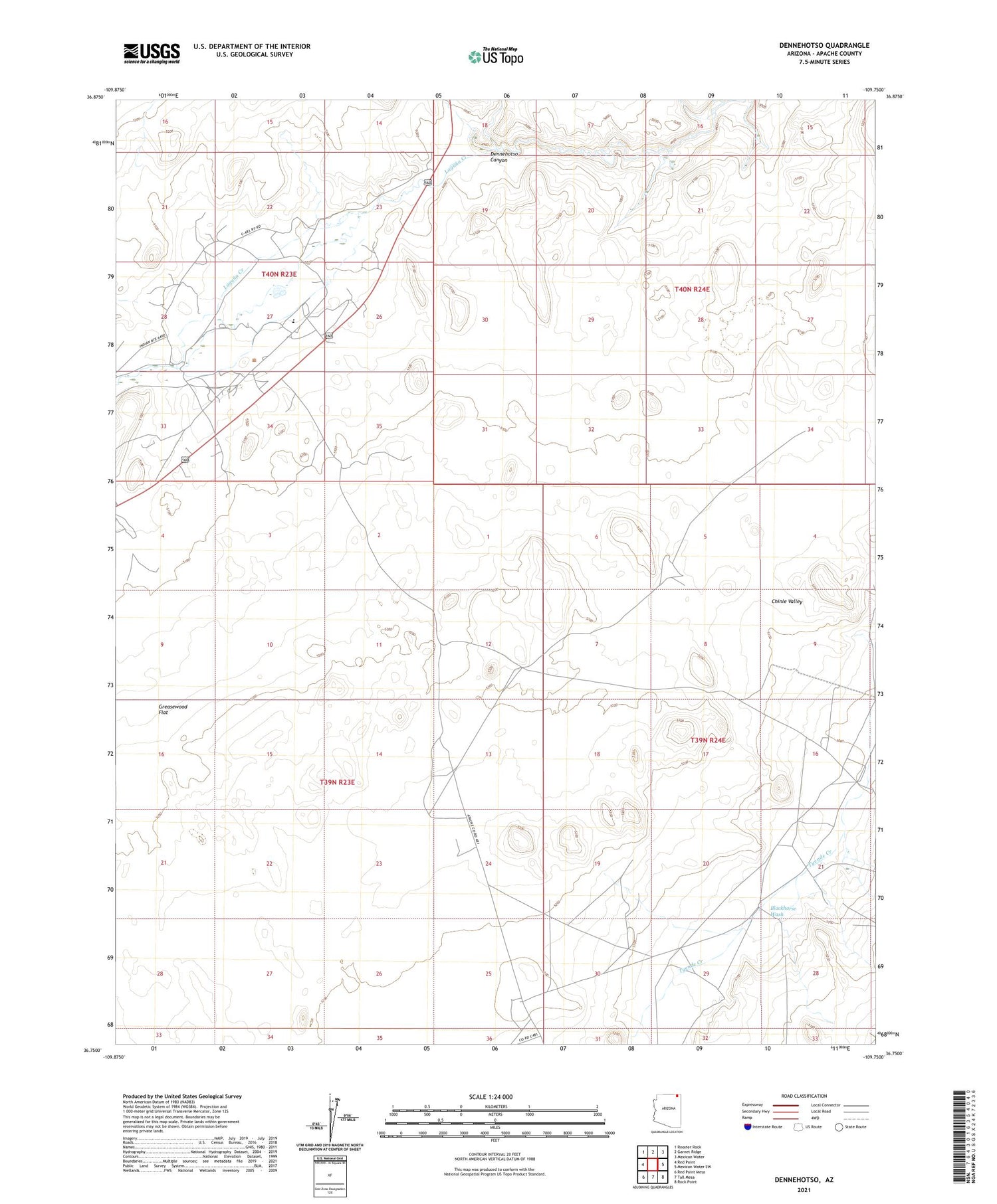 Dennehotso Arizona US Topo Map Image