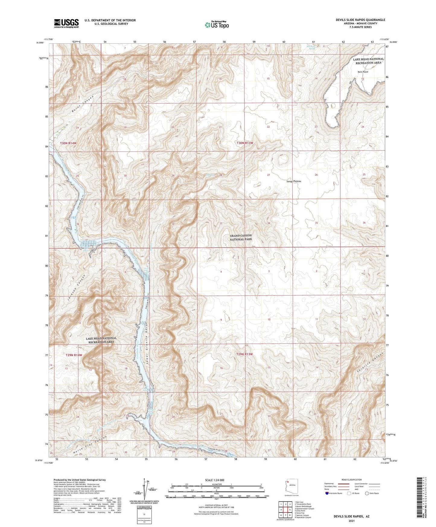 Devils Slide Rapids Arizona US Topo Map Image
