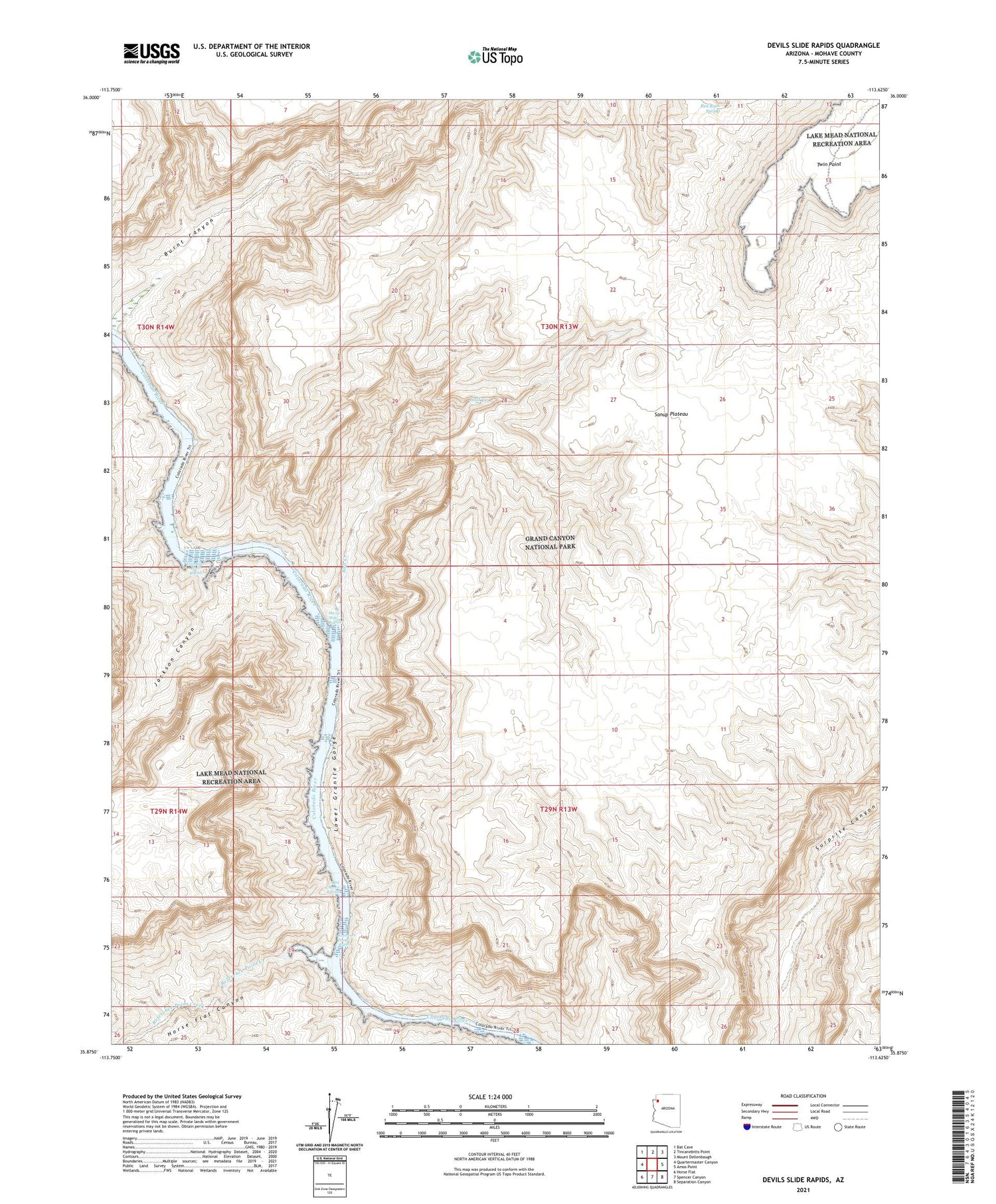 Devils Slide Rapids Arizona US Topo Map Image