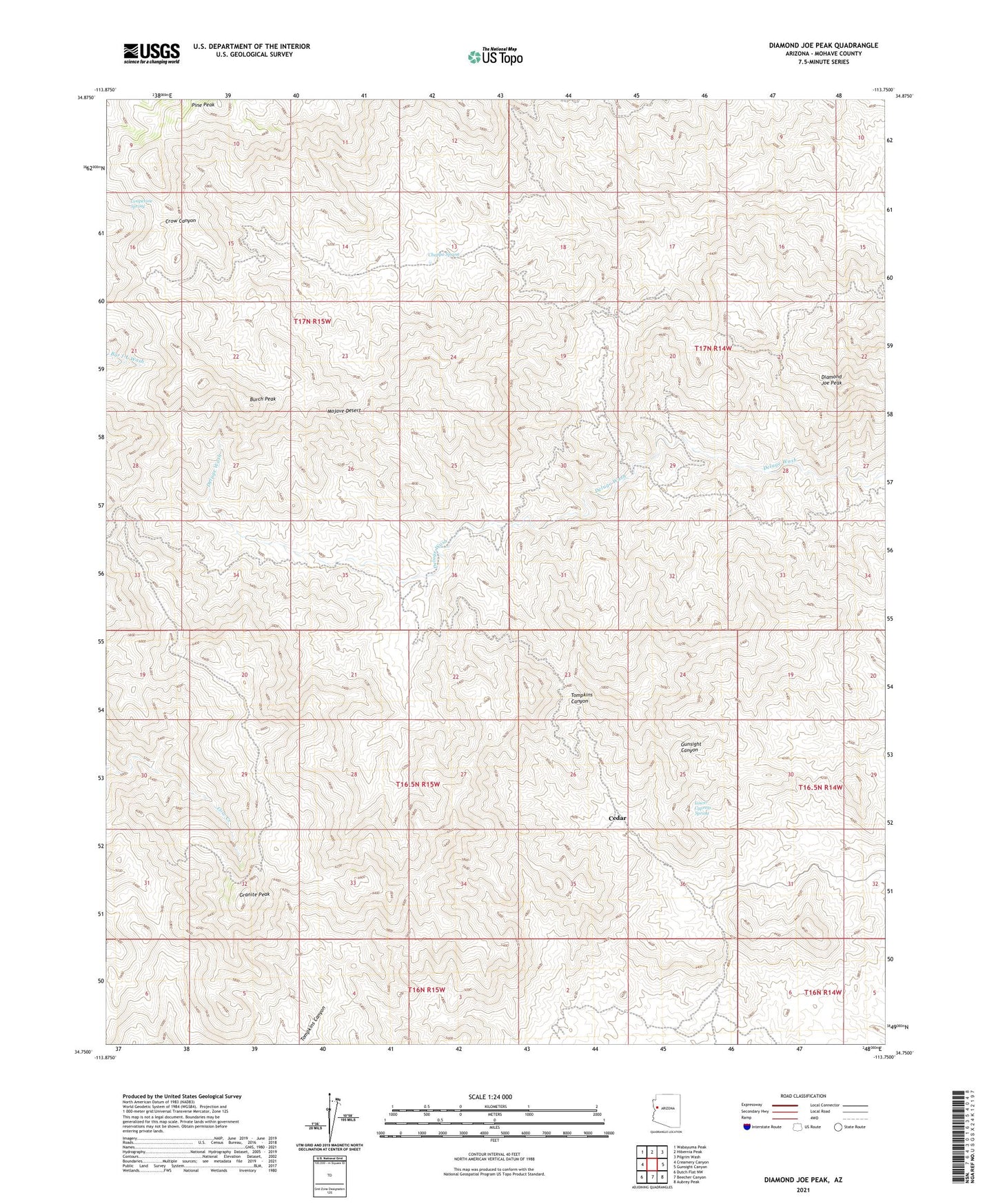 Diamond Joe Peak Arizona US Topo Map Image