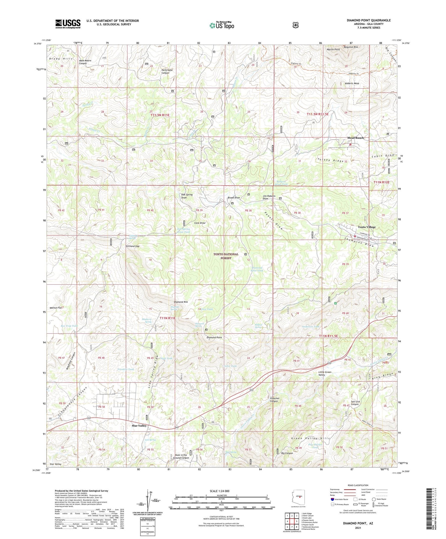 Diamond Point Arizona US Topo Map Image