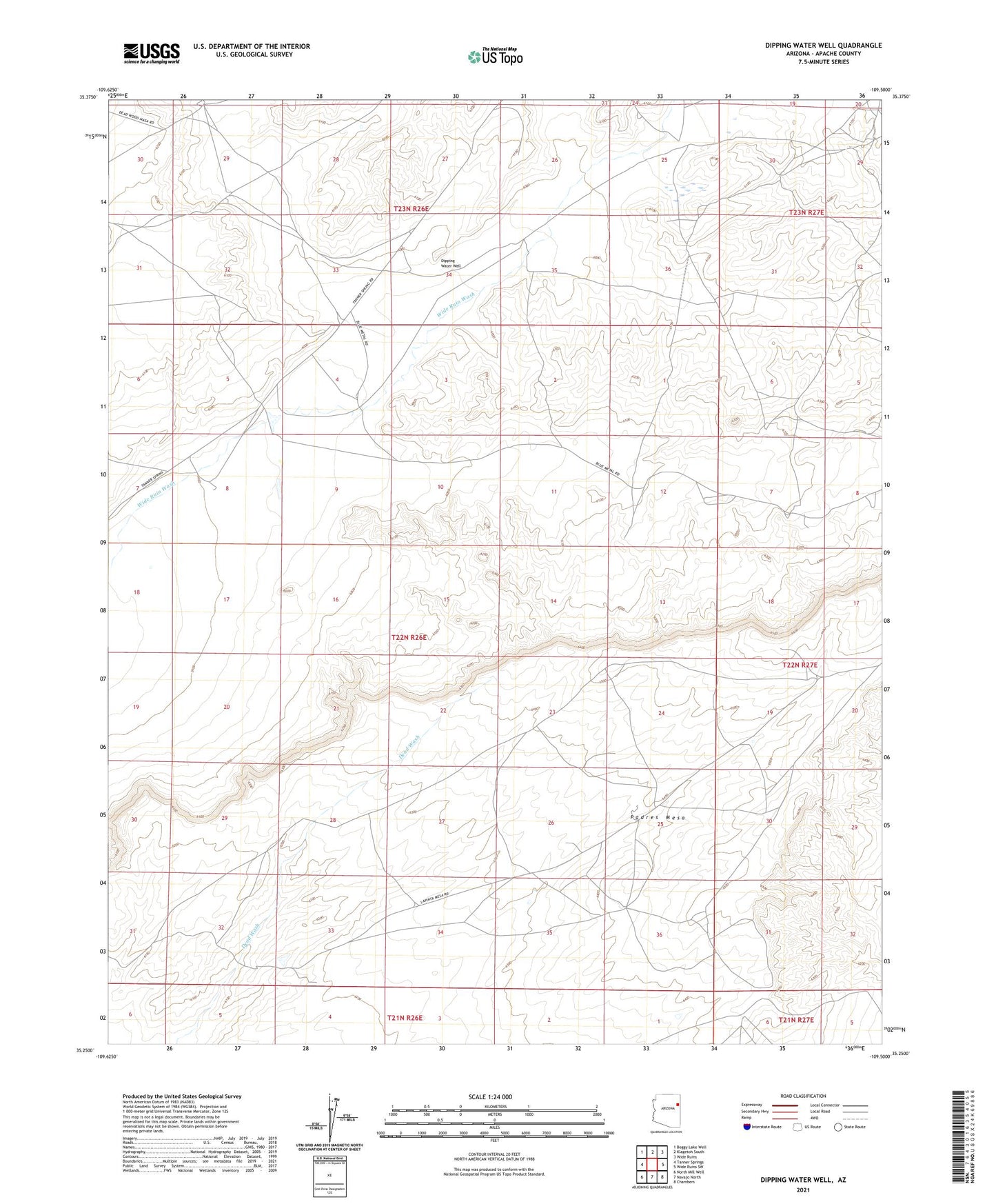 Dipping Water Well Arizona US Topo Map Image