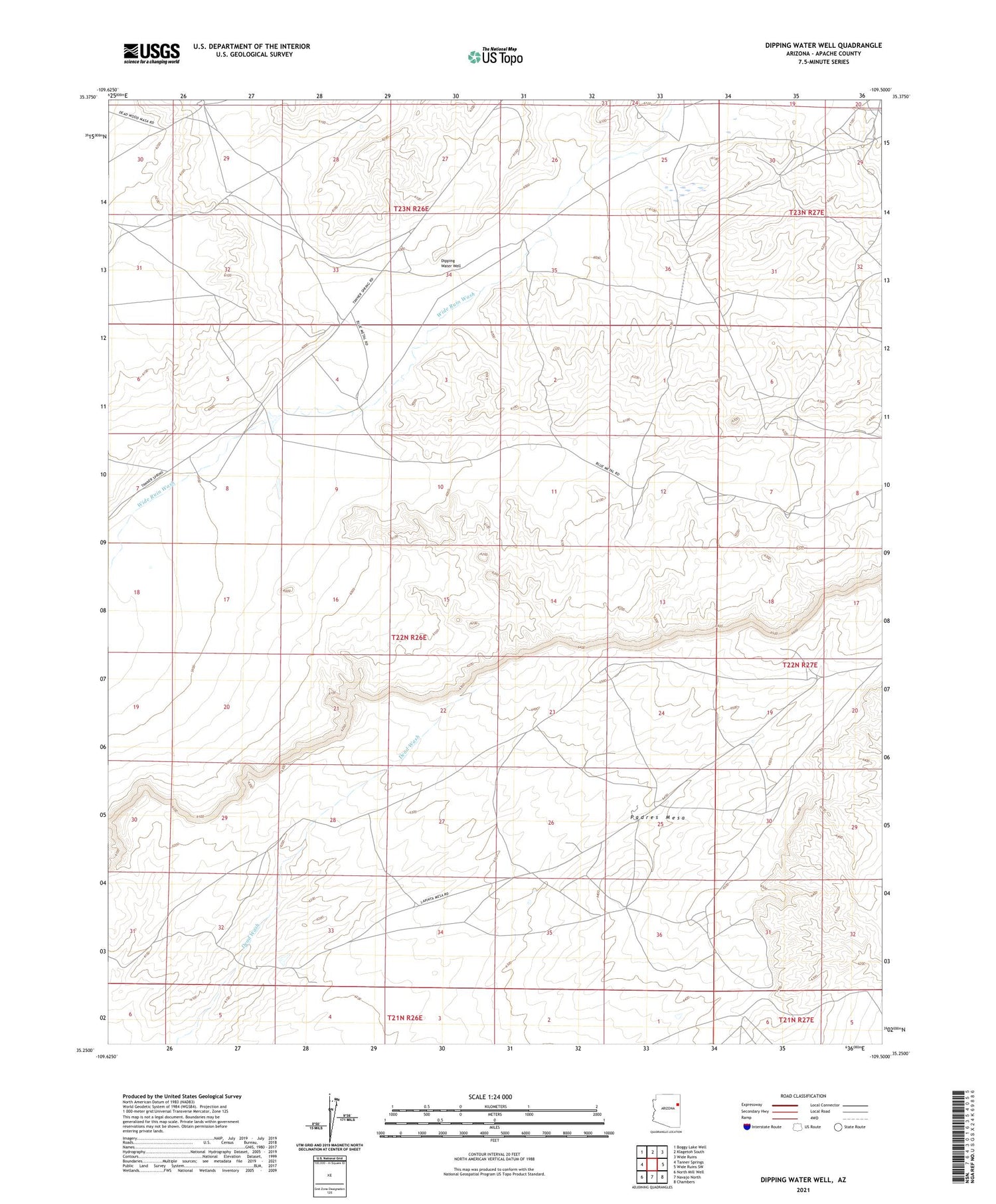 Dipping Water Well Arizona US Topo Map Image