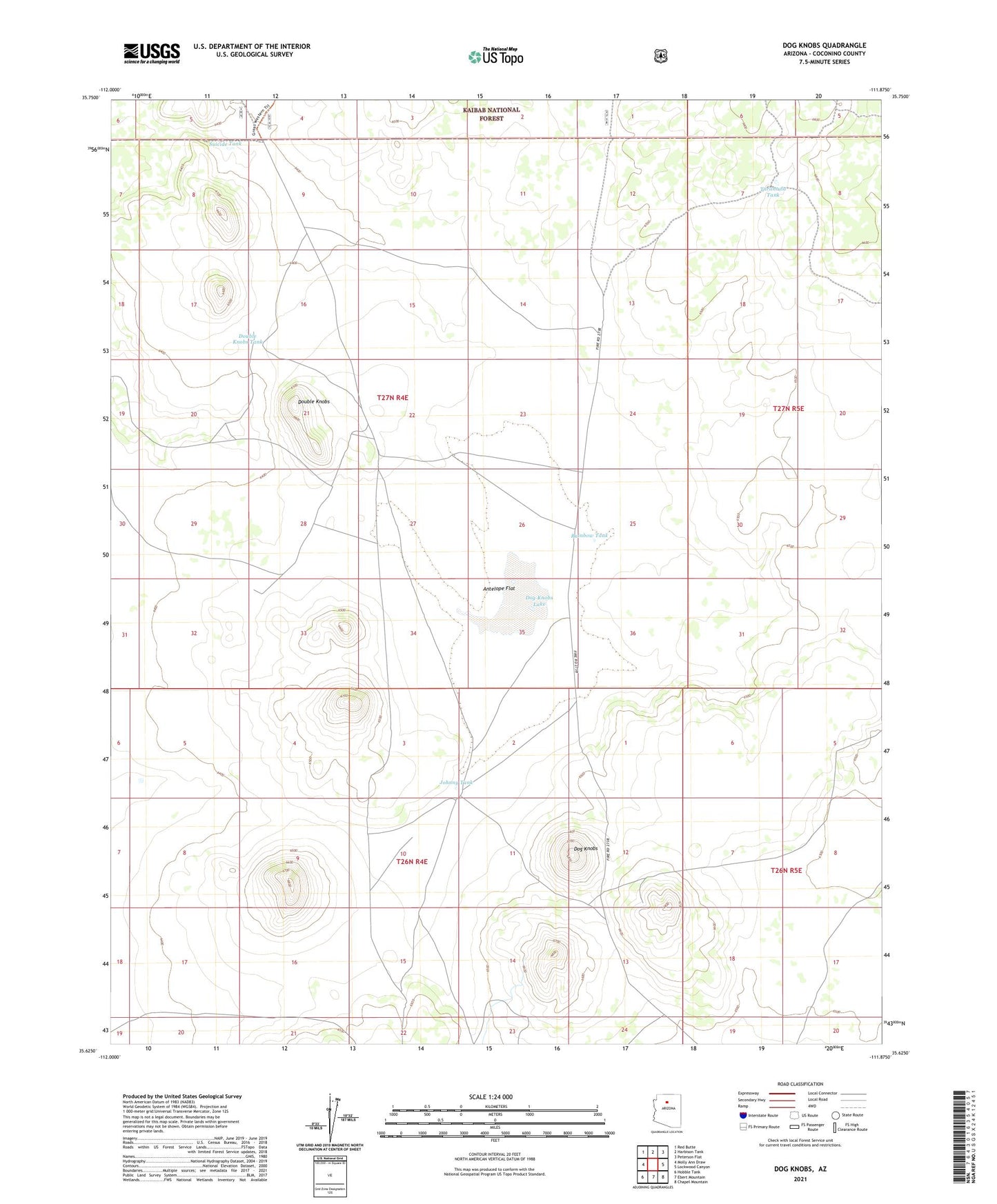 Dog Knobs Arizona US Topo Map Image