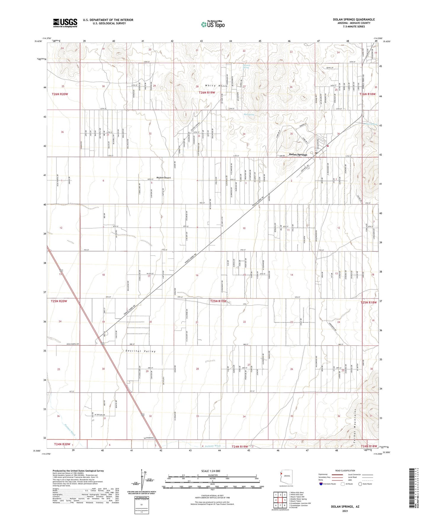 Dolan Springs Arizona US Topo Map Image