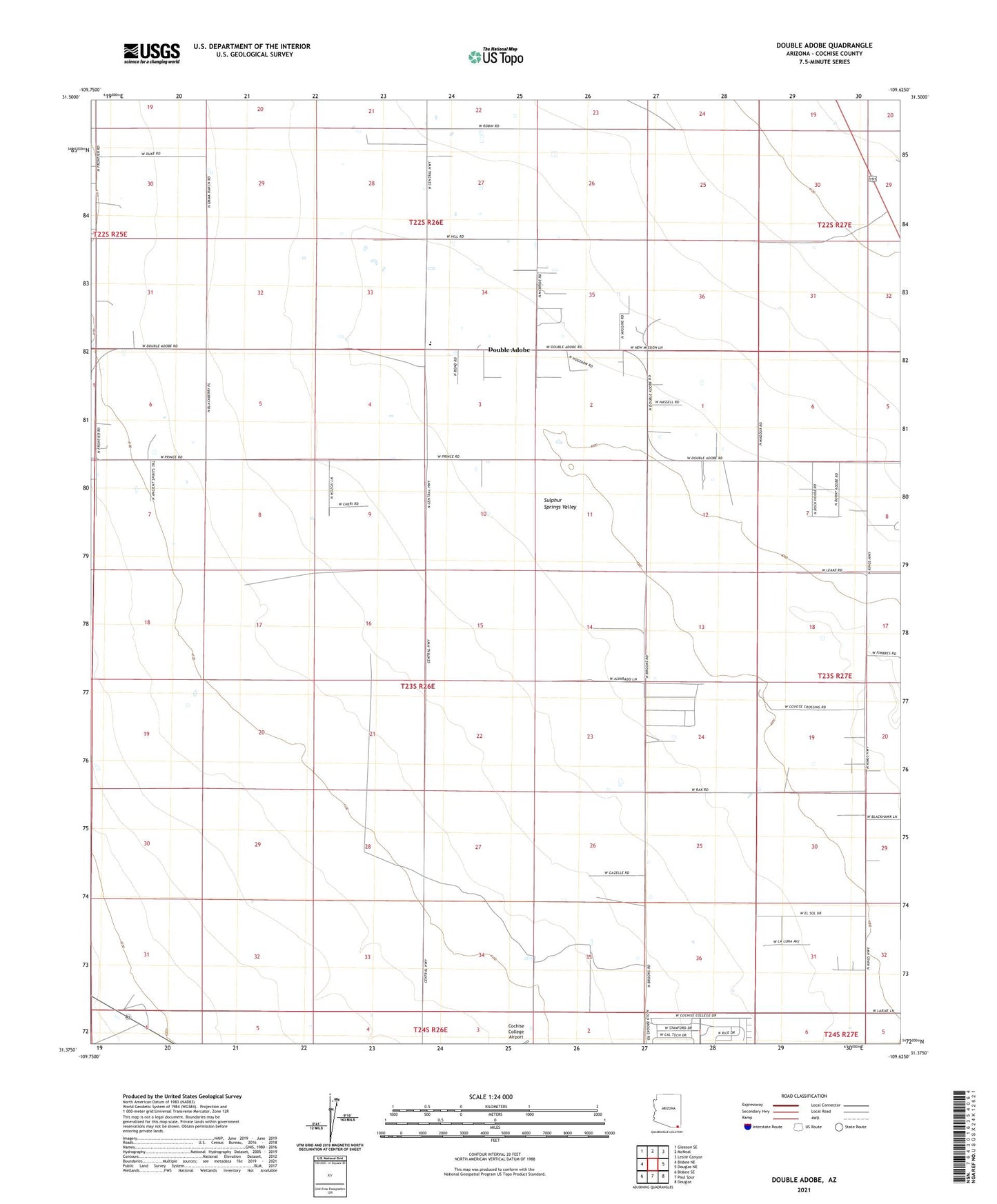 Double Adobe Arizona US Topo Map Image