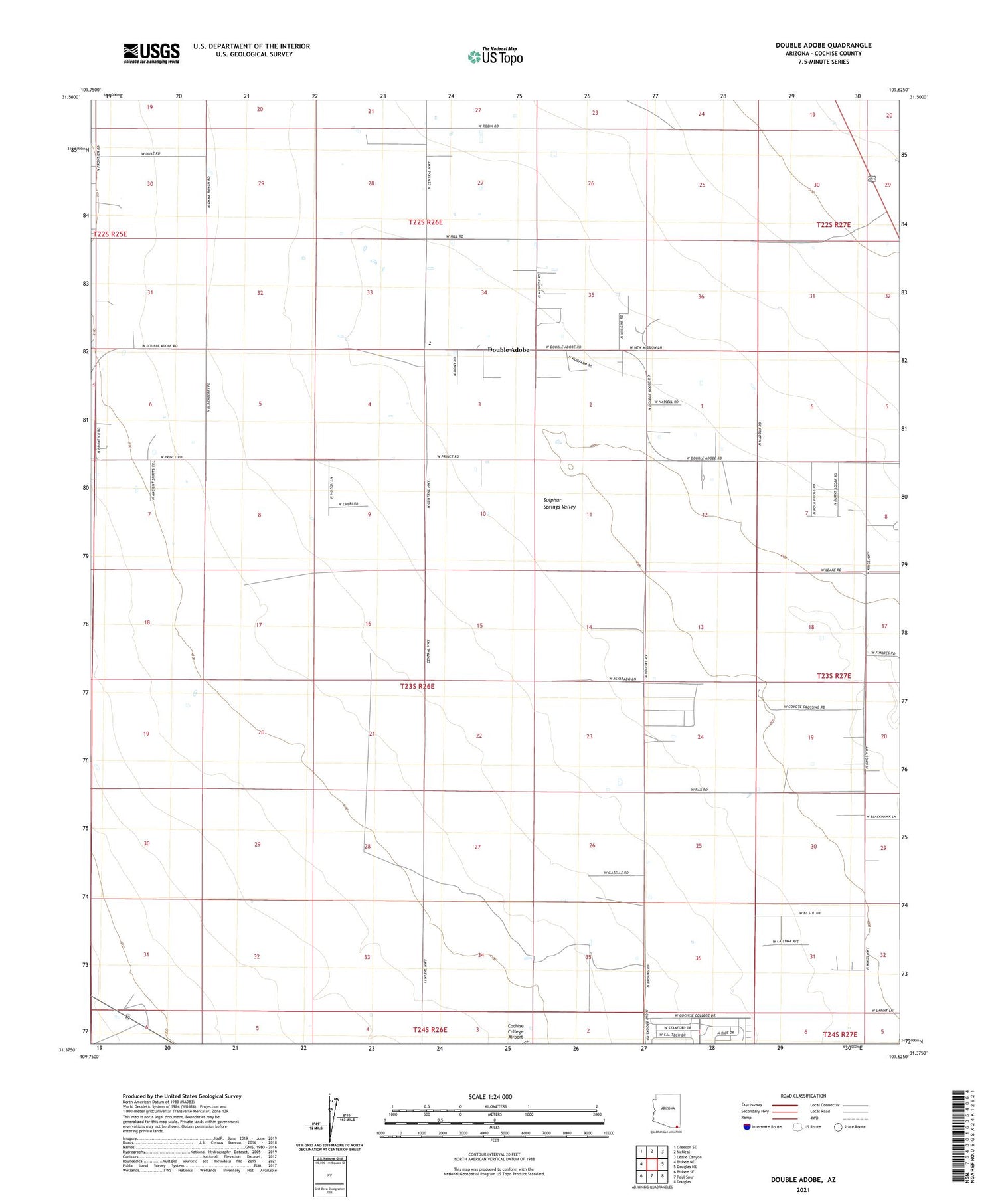 Double Adobe Arizona US Topo Map Image
