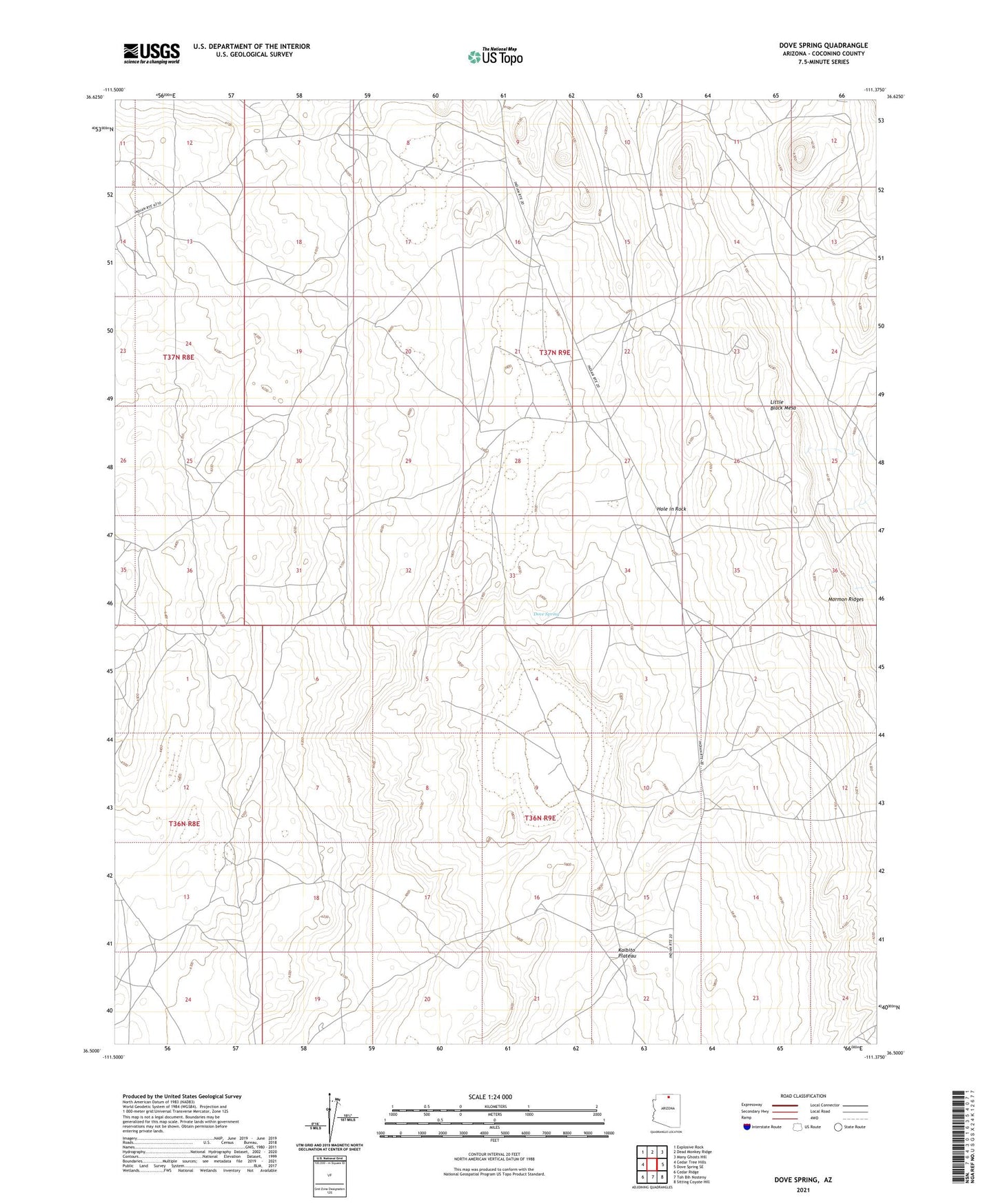 Dove Spring Arizona US Topo Map Image