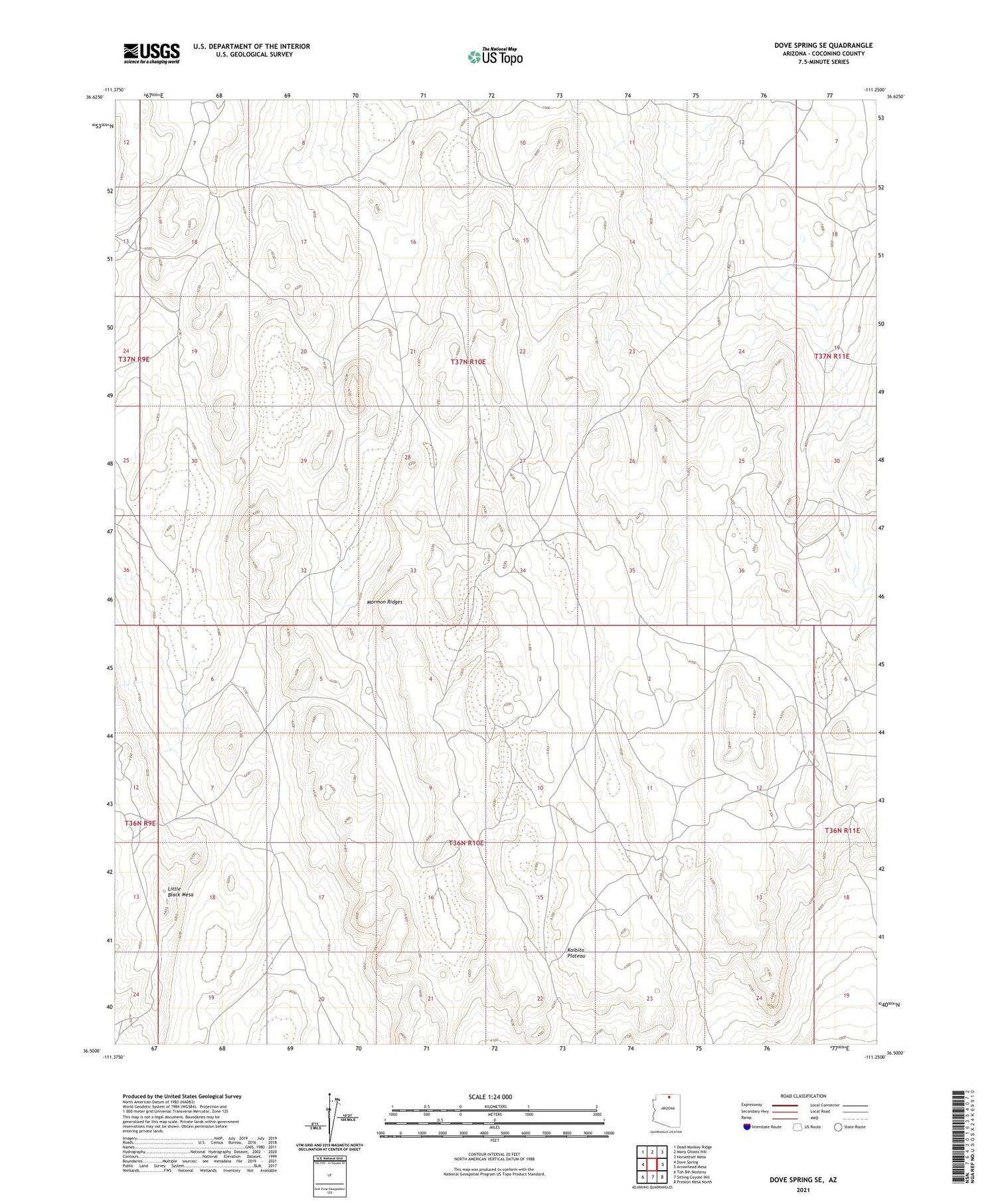 Dove Spring SE Arizona US Topo Map Image