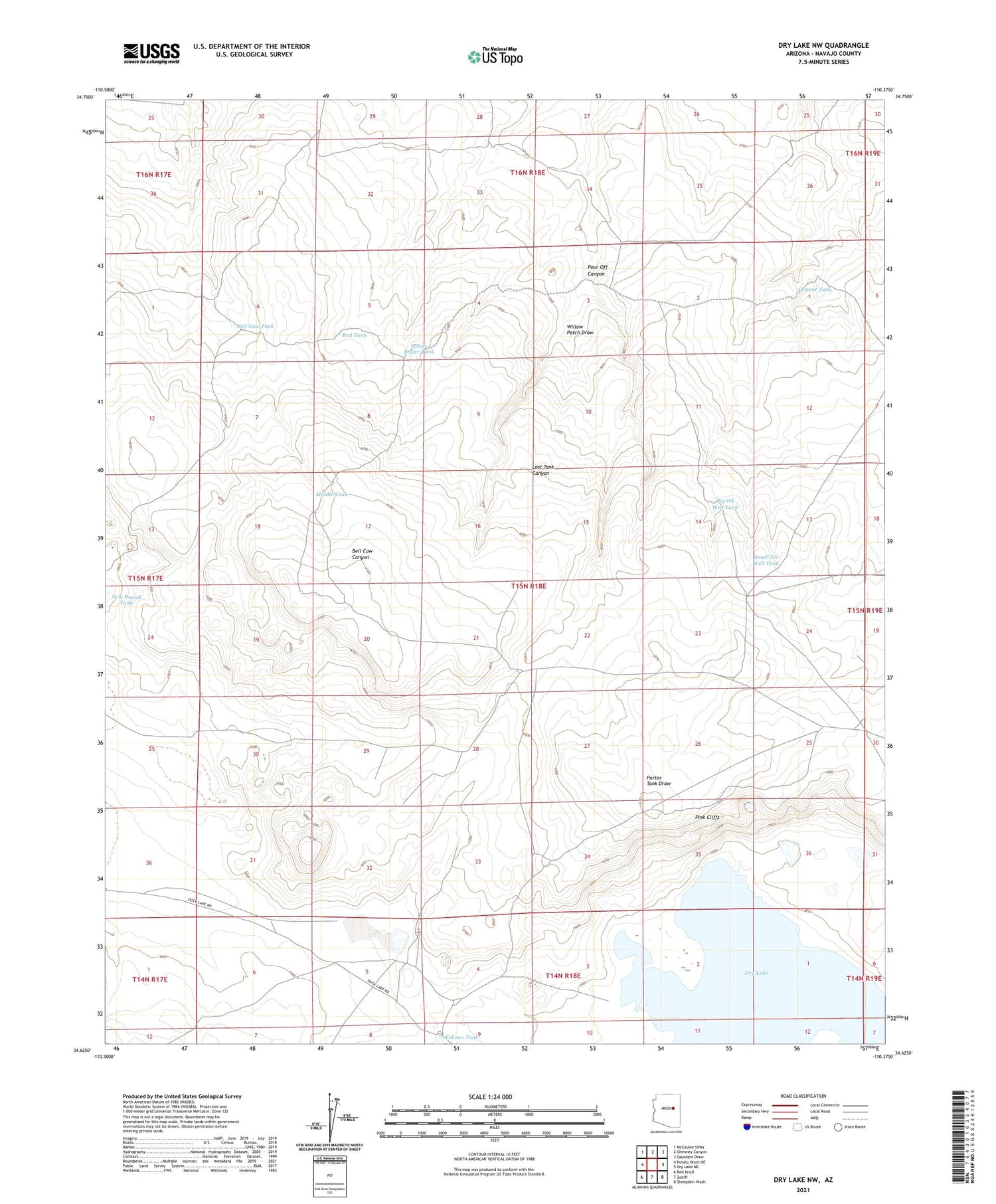 Dry Lake NW Arizona US Topo Map Image