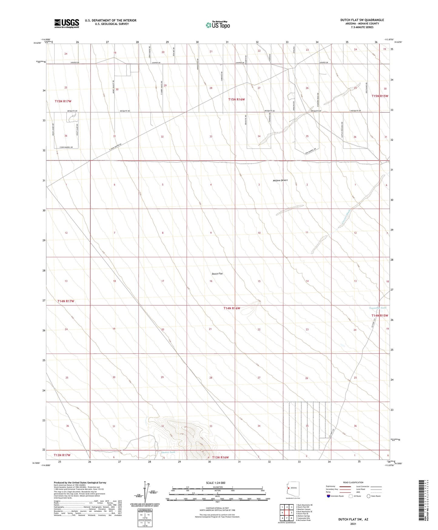 Dutch Flat SW Arizona US Topo Map Image