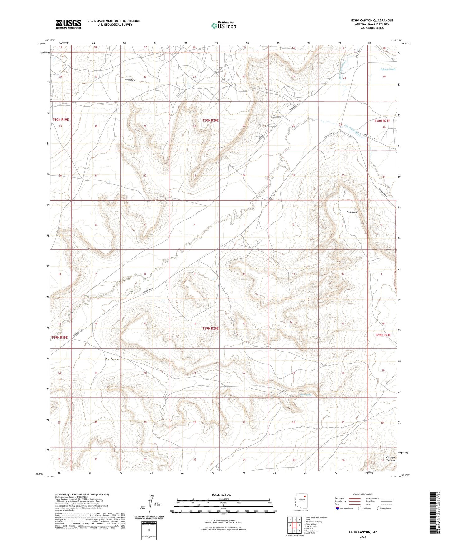 Echo Canyon Arizona US Topo Map Image