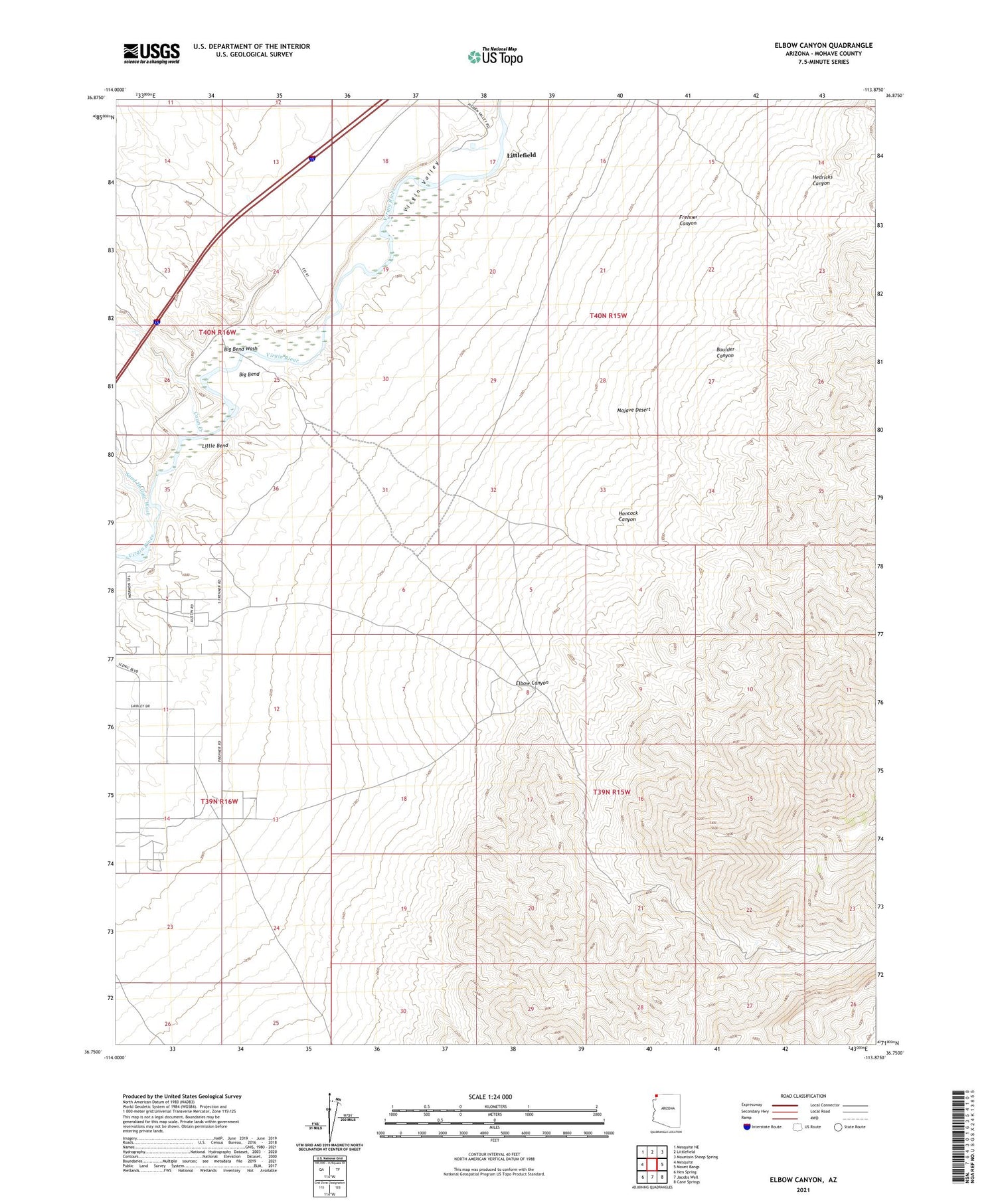 Elbow Canyon Arizona US Topo Map Image
