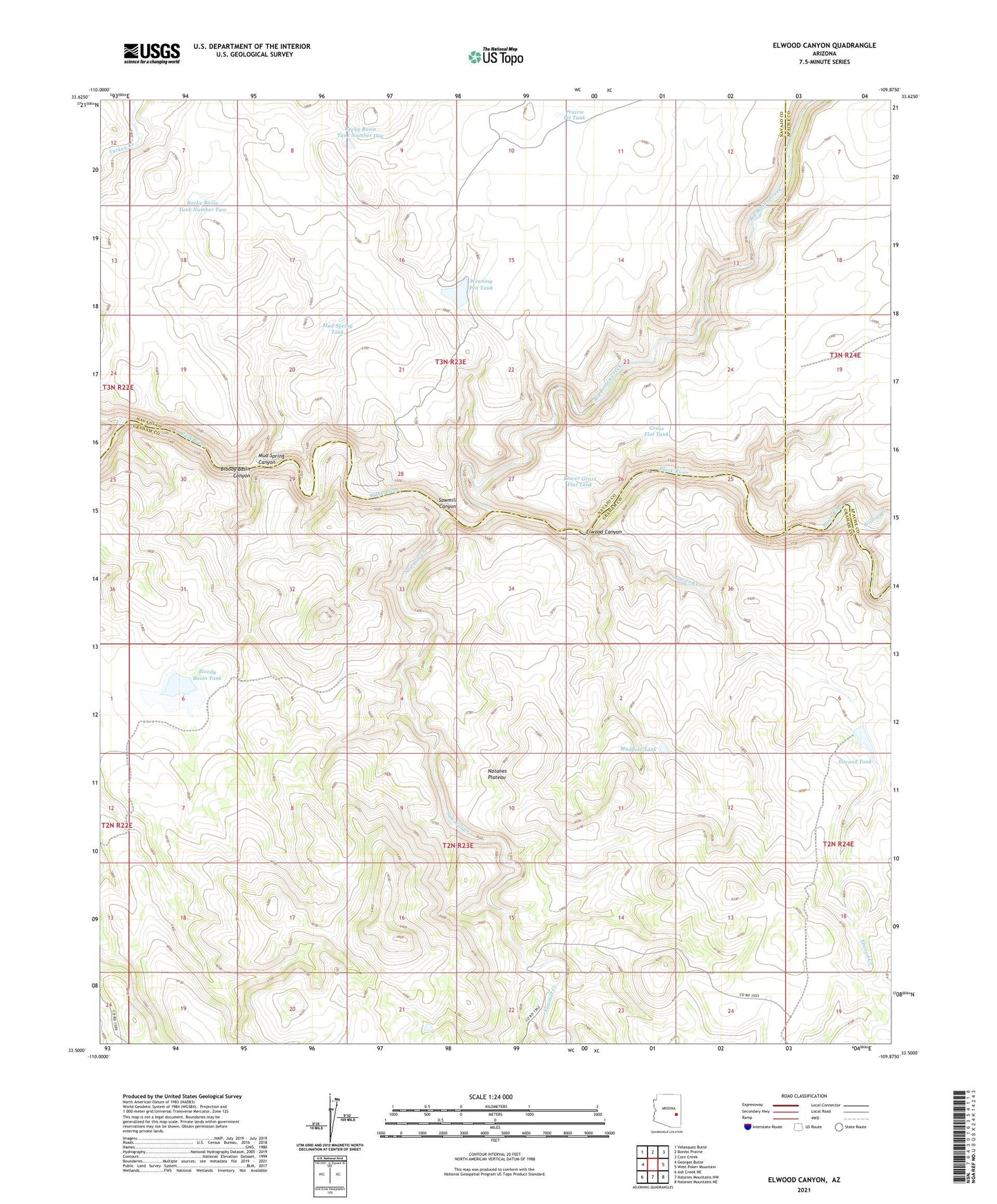 Elwood Canyon Arizona US Topo Map Image