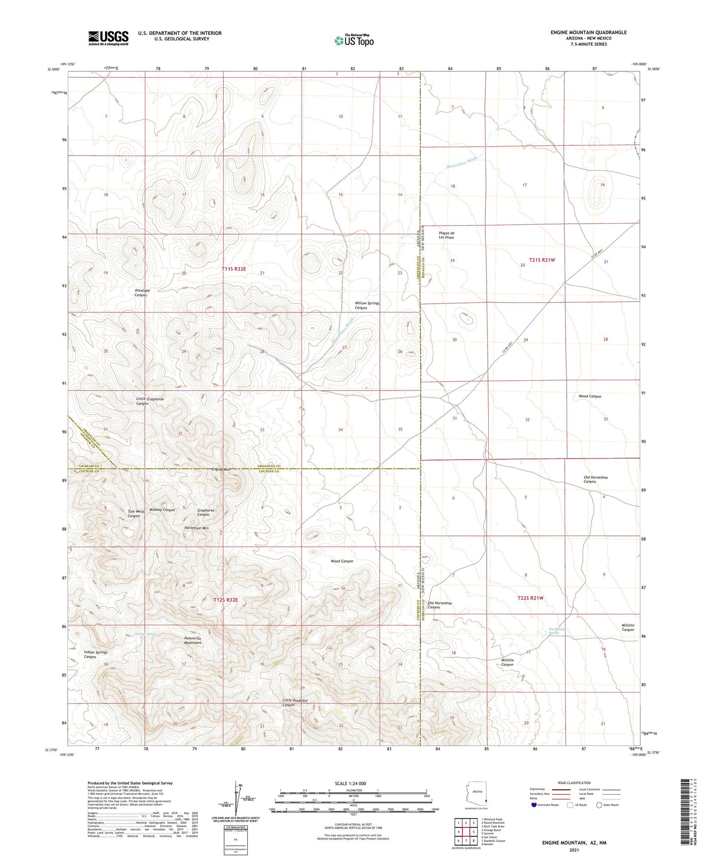 Engine Mountain Arizona US Topo Map Image