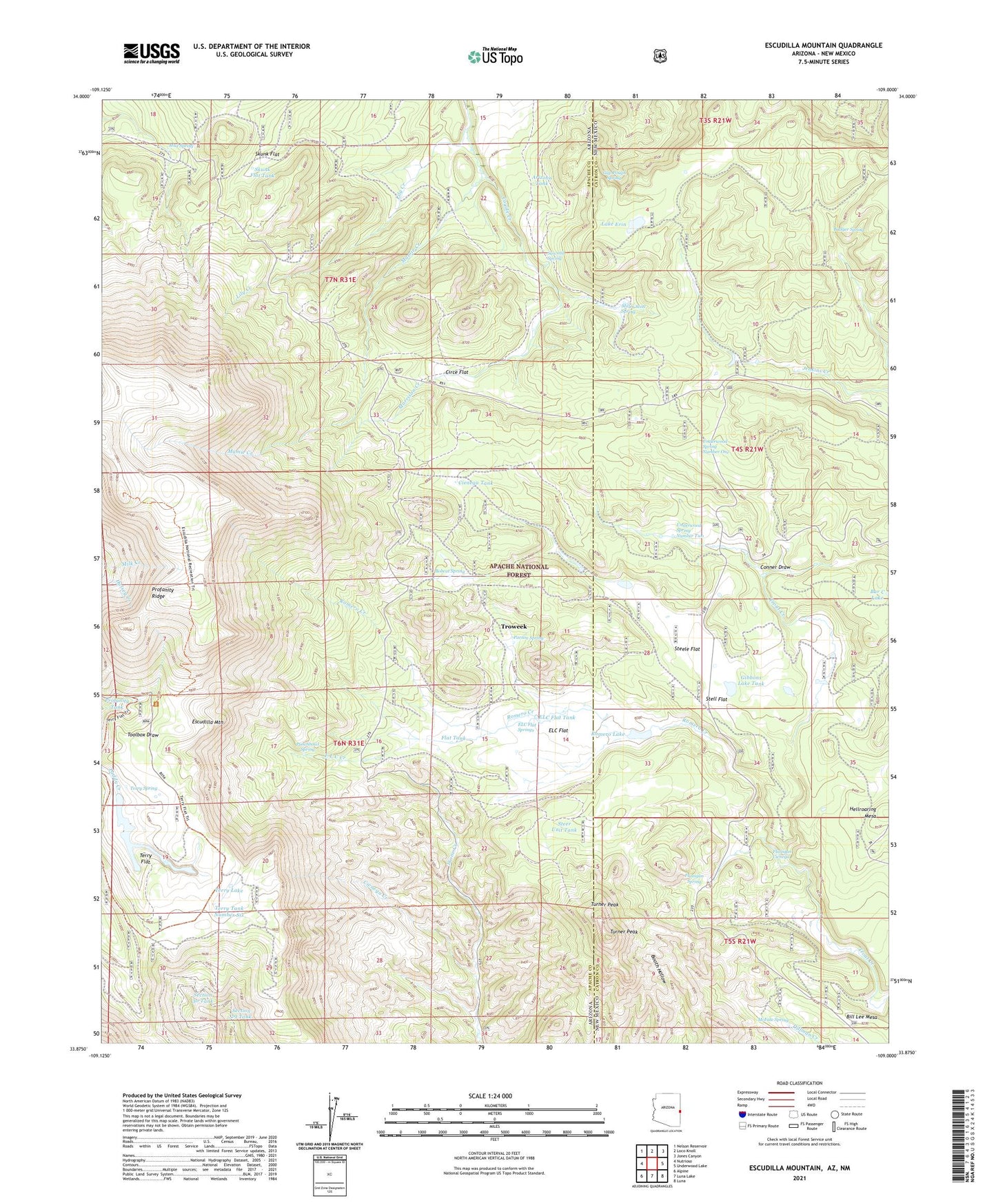 Escudilla Mountain Arizona US Topo Map Image