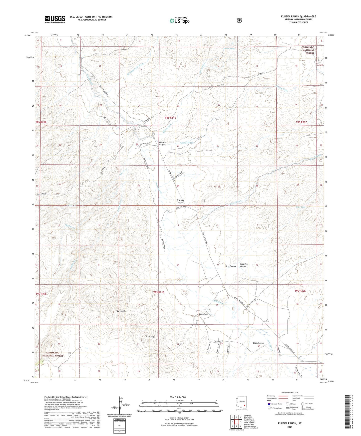 Eureka Ranch Arizona US Topo Map Image