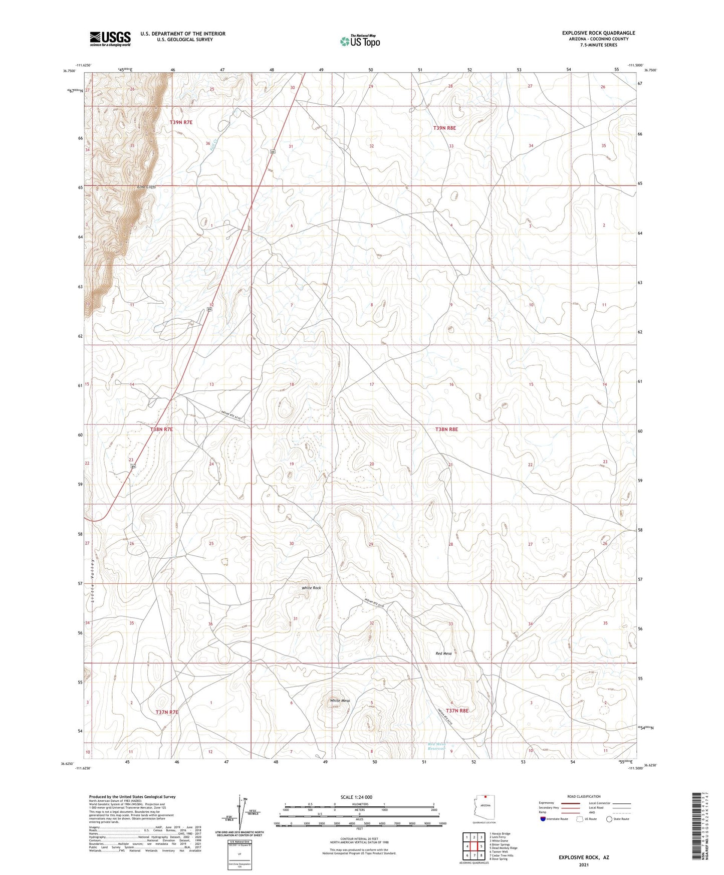 Explosive Rock Arizona US Topo Map Image