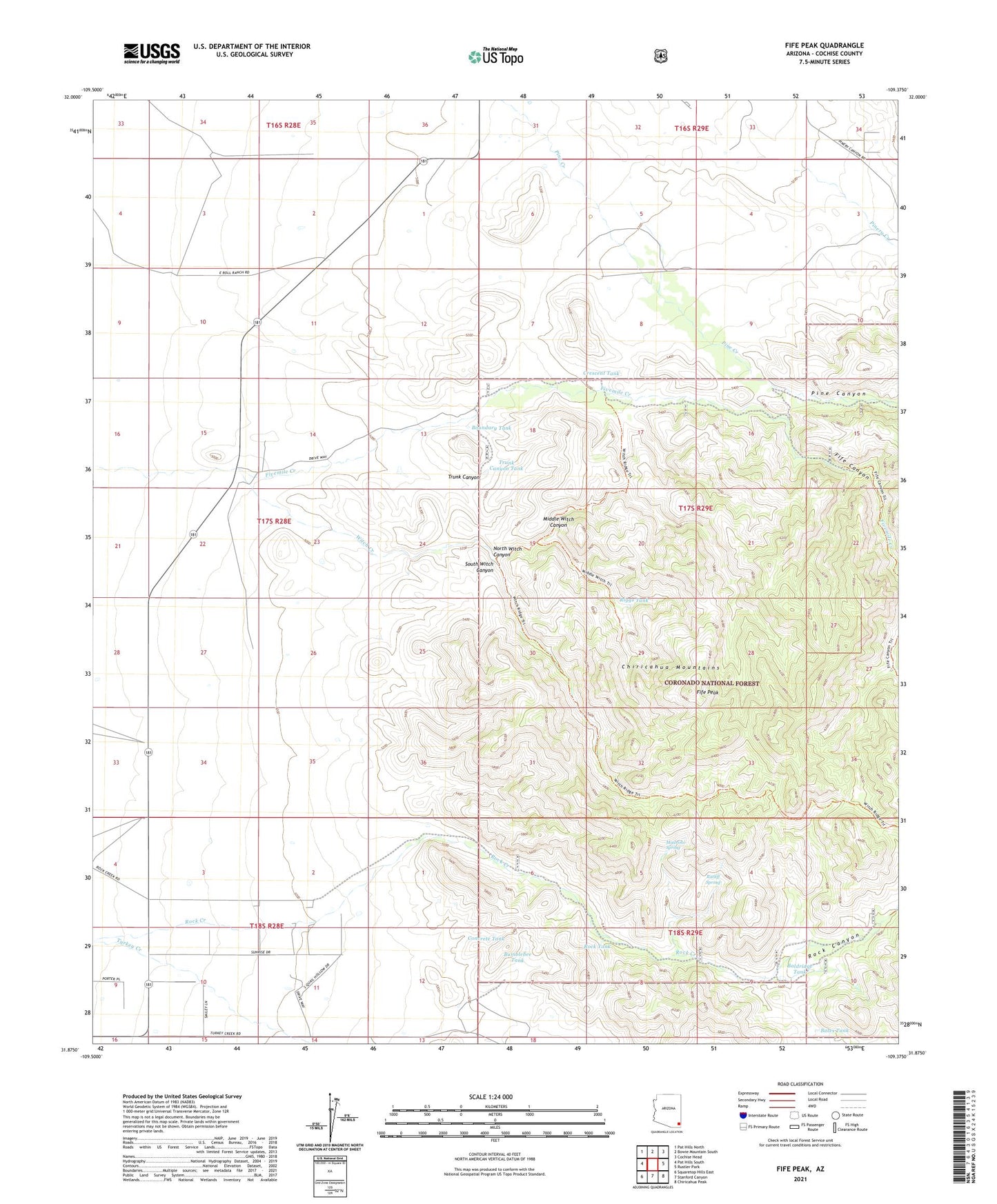 Fife Peak Arizona US Topo Map Image