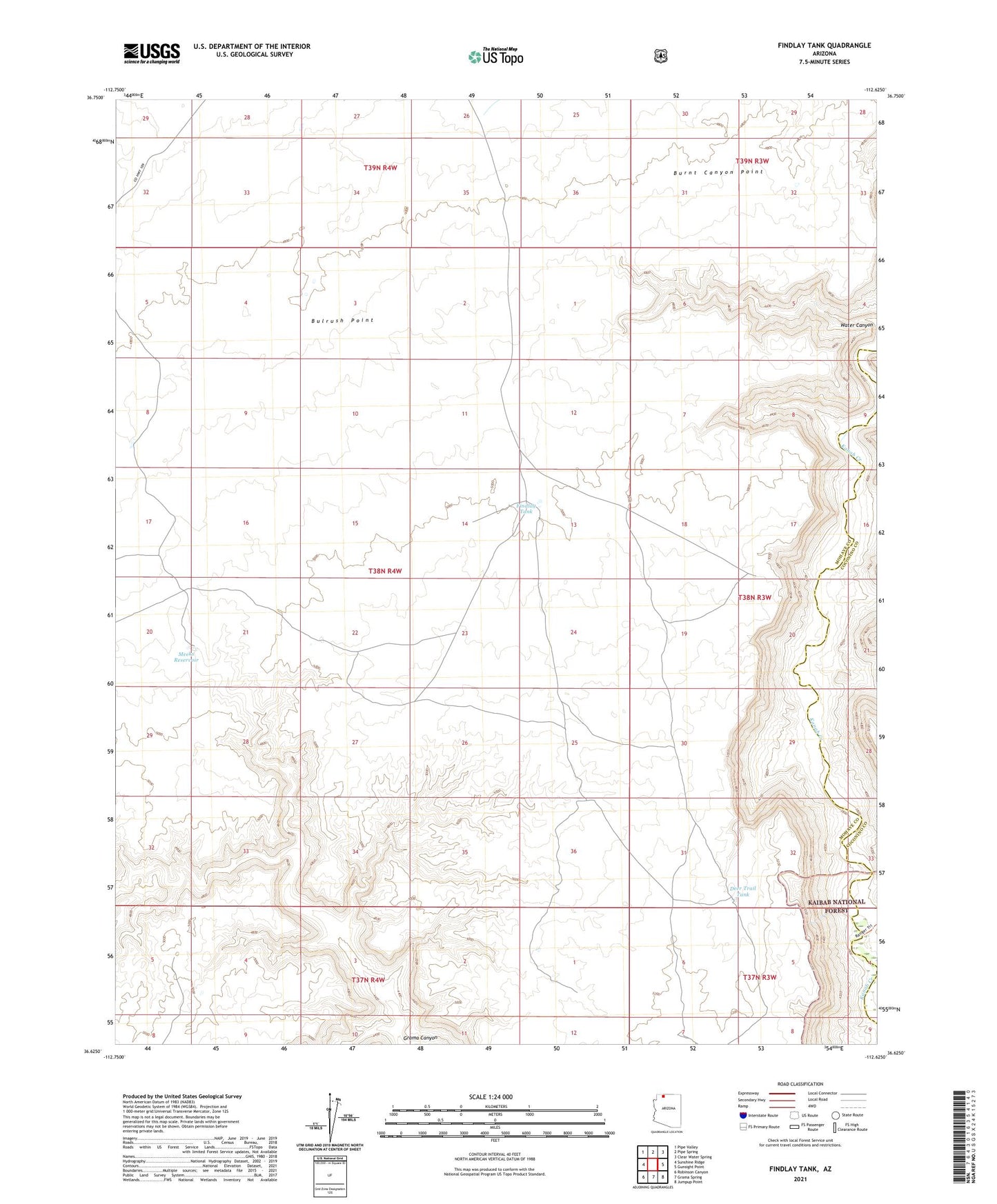 Findlay Tank Arizona US Topo Map Image
