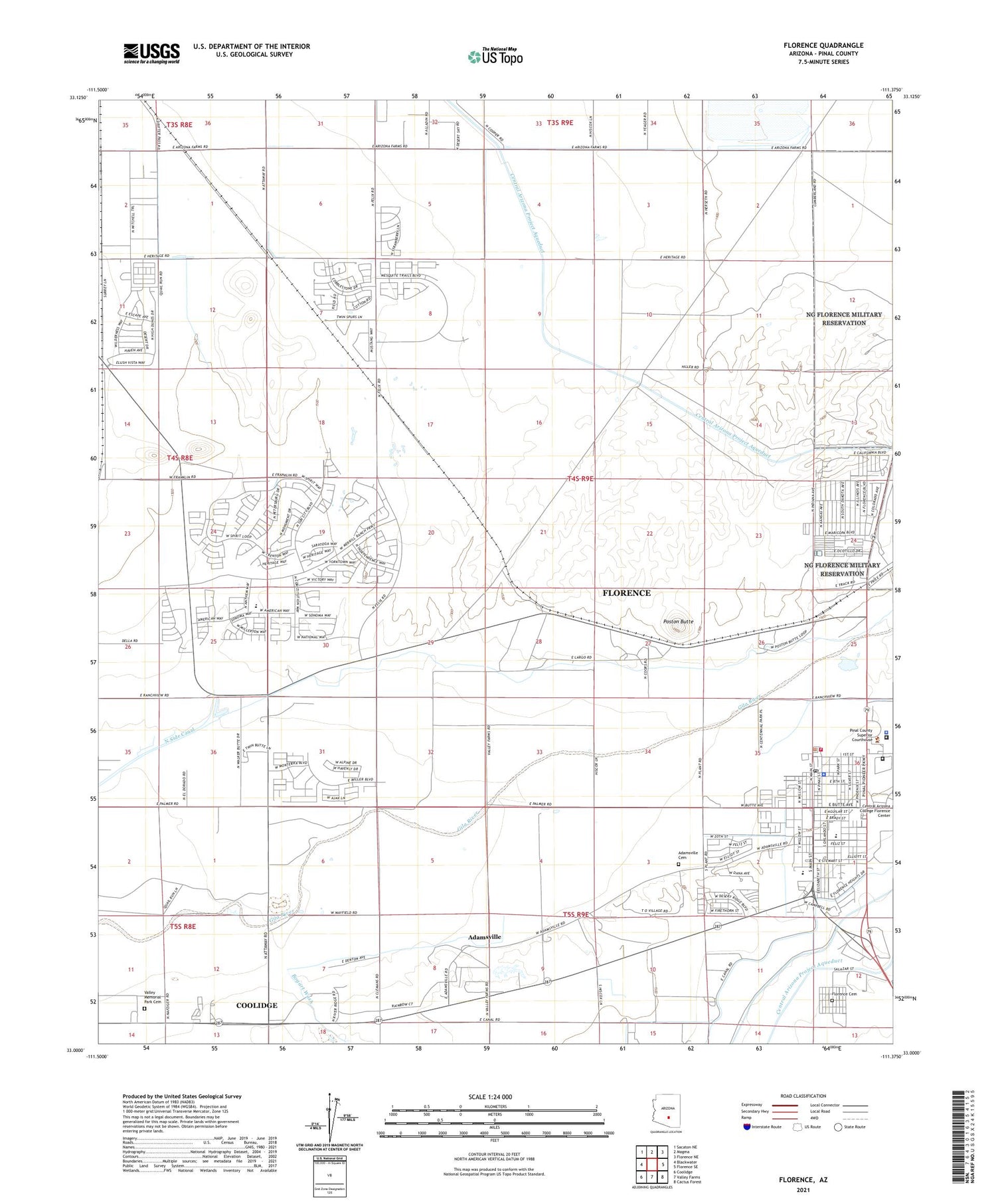 Florence Arizona US Topo Map Image