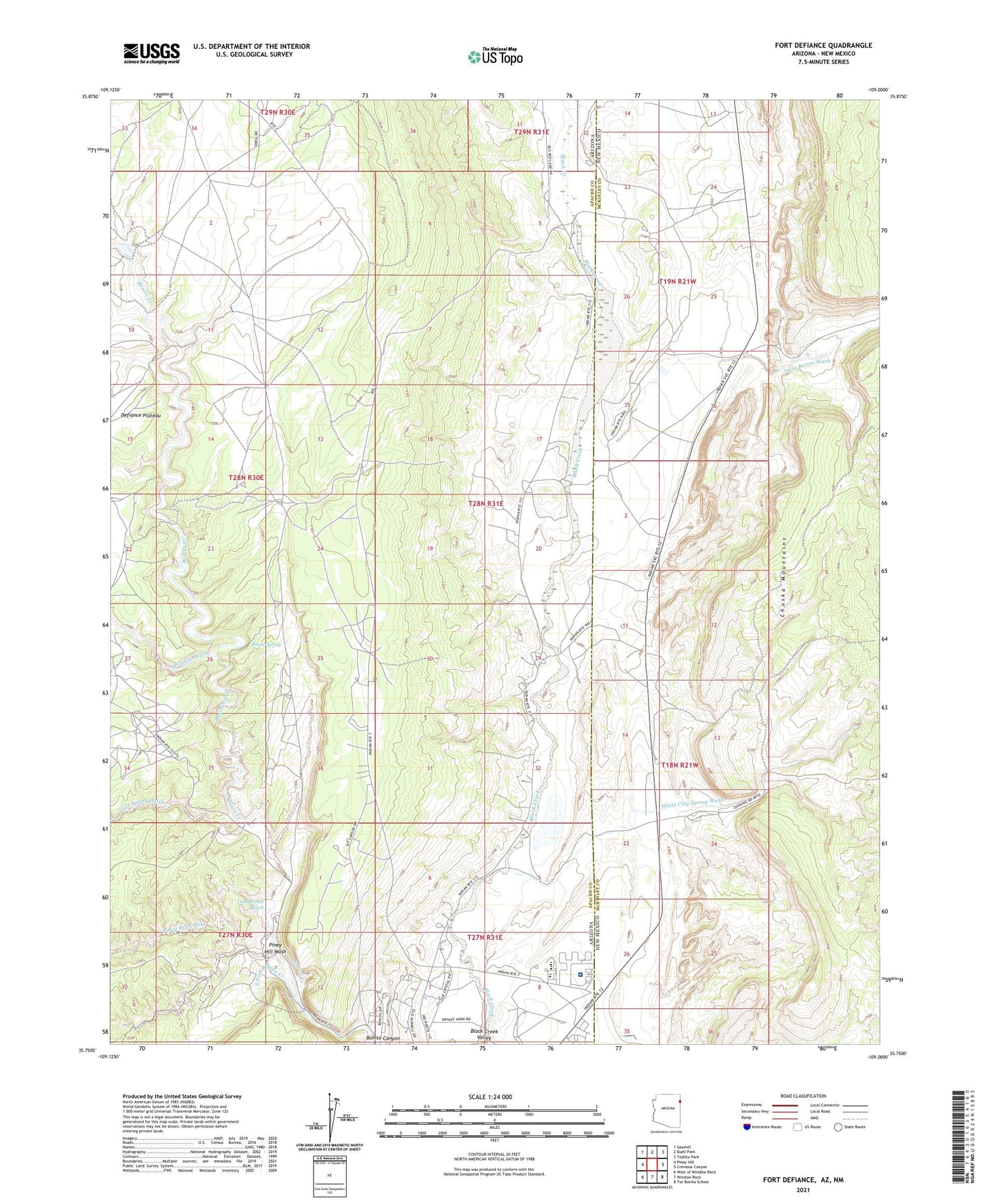 Fort Defiance Arizona US Topo Map Image