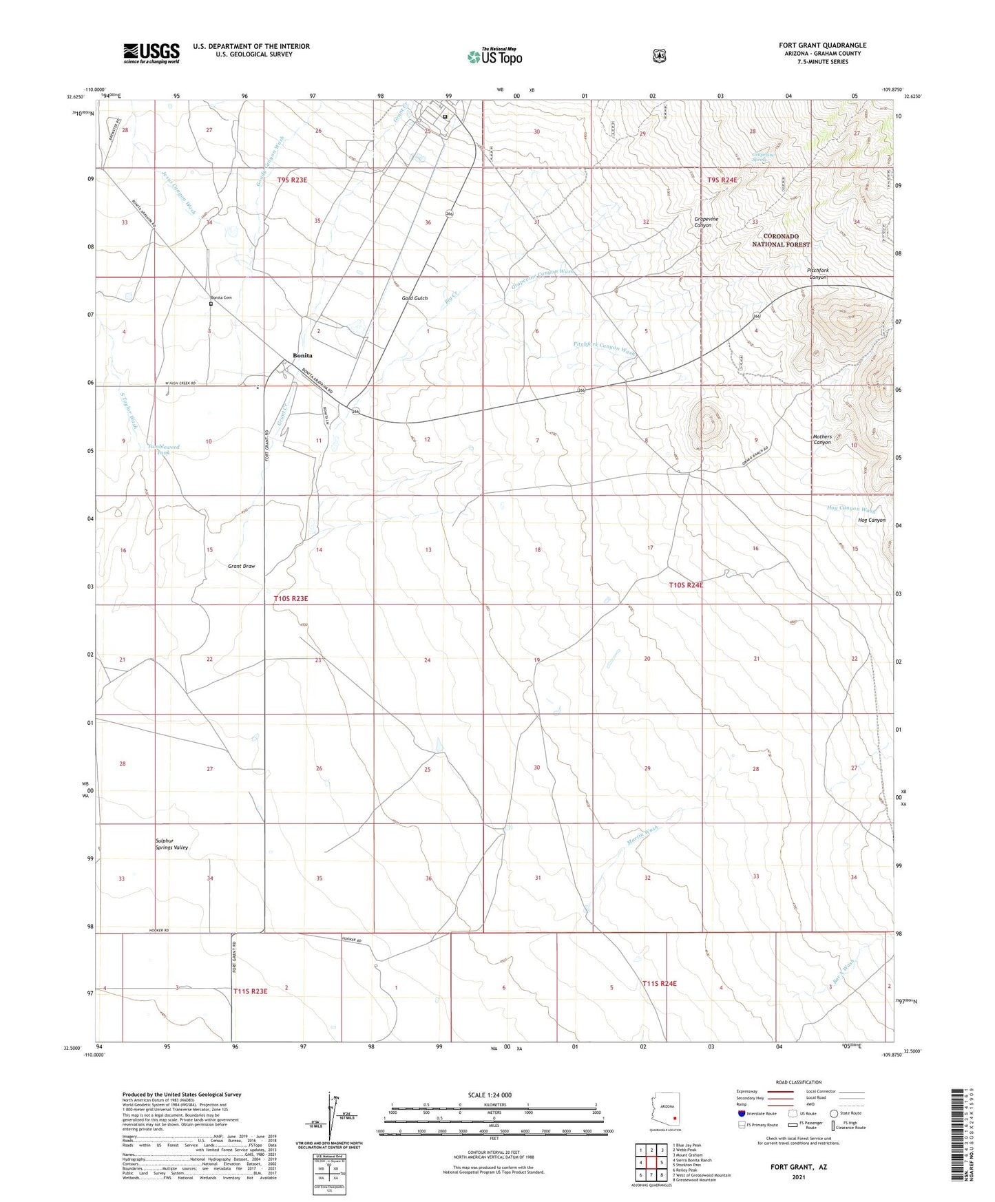 Fort Grant Arizona US Topo Map Image
