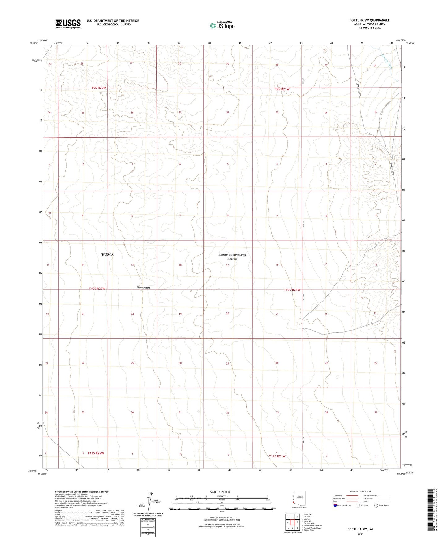 Fortuna SW Arizona US Topo Map Image