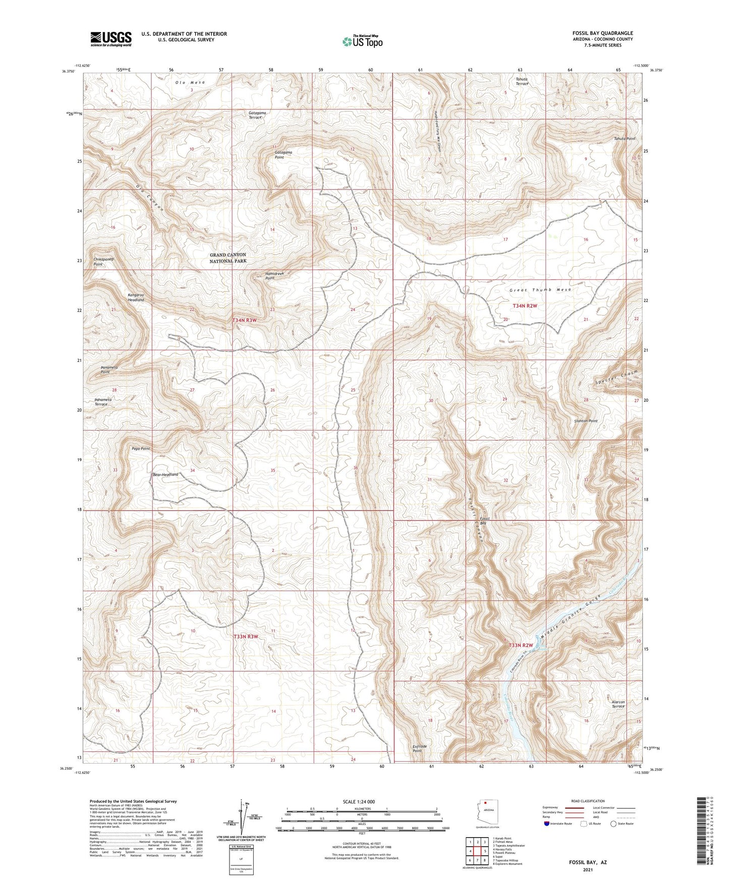 Fossil Bay Arizona US Topo Map Image