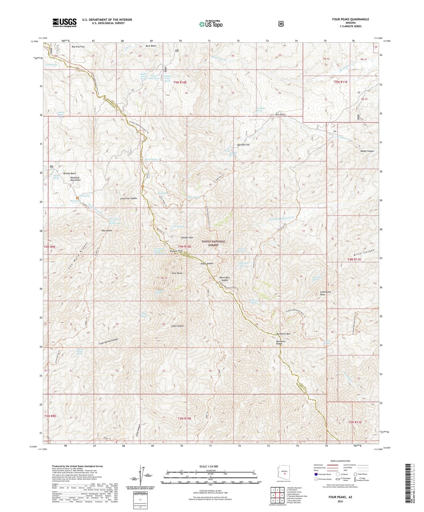 Four Peaks Arizona US Topo Map Image