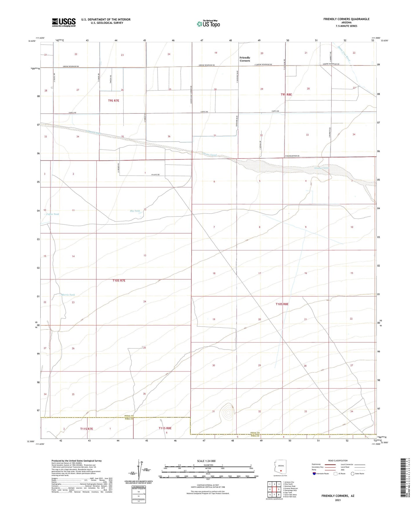 Friendly Corners Arizona US Topo Map Image