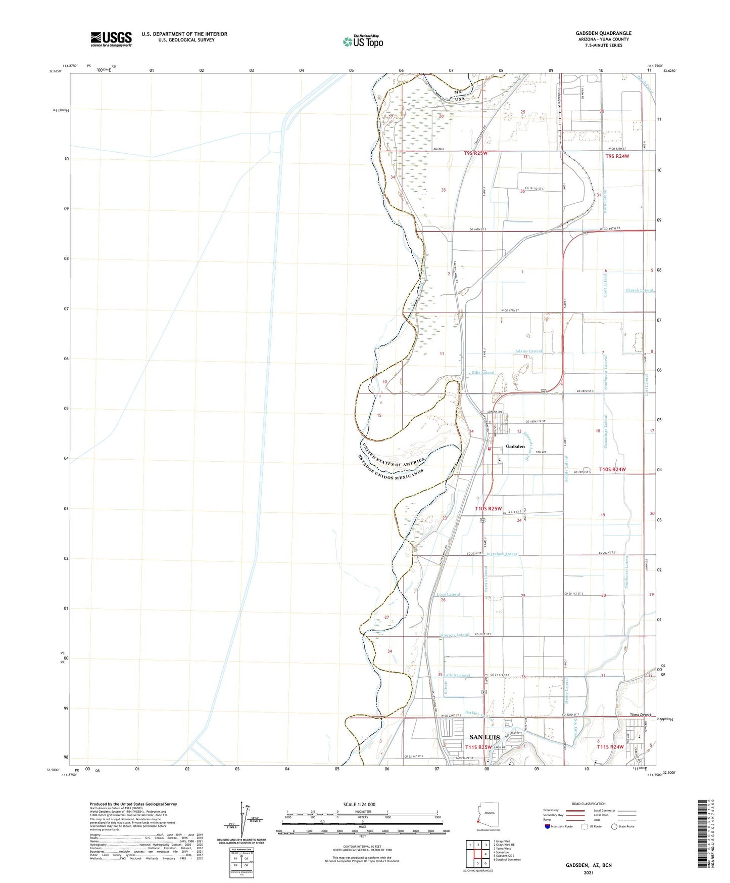 Gadsden Arizona US Topo Map Image