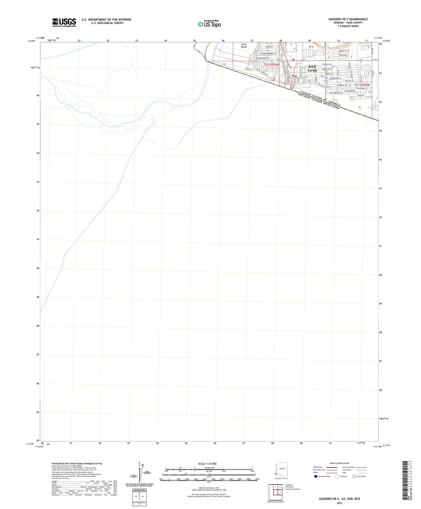 Gadsden OE S Arizona US Topo Map Image