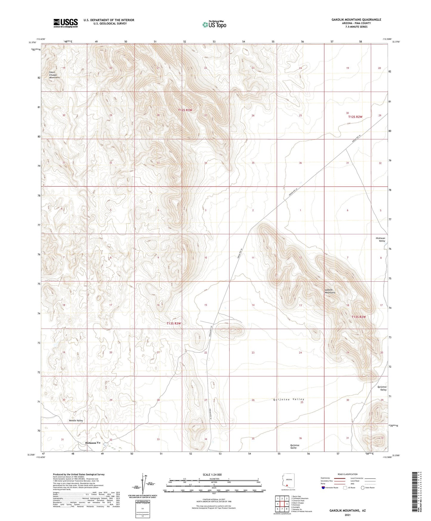 Gakolik Mountains Arizona US Topo Map Image
