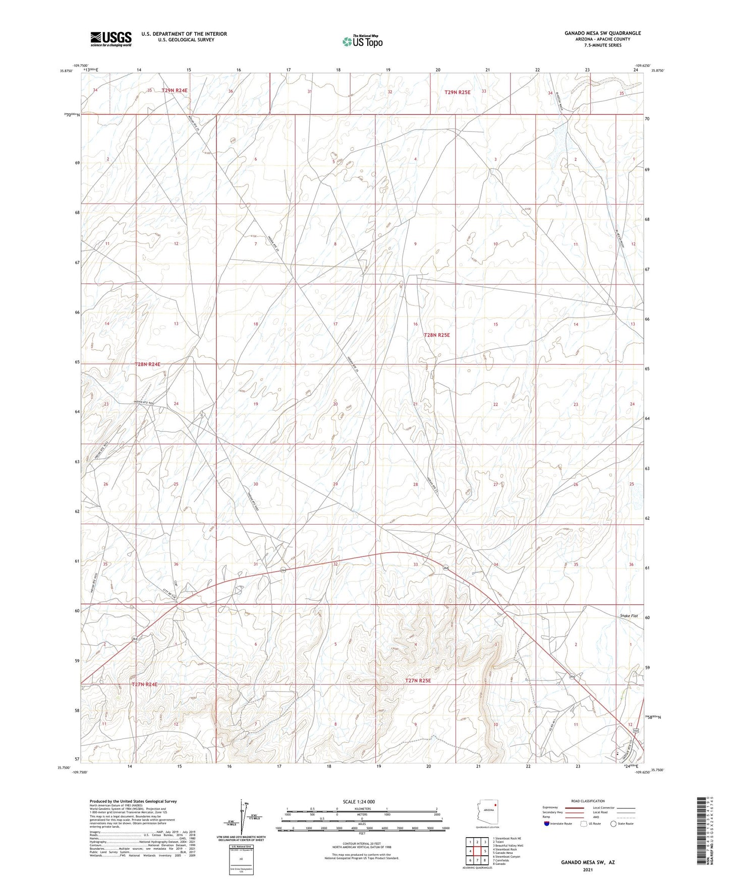 Ganado Mesa SW Arizona US Topo Map Image