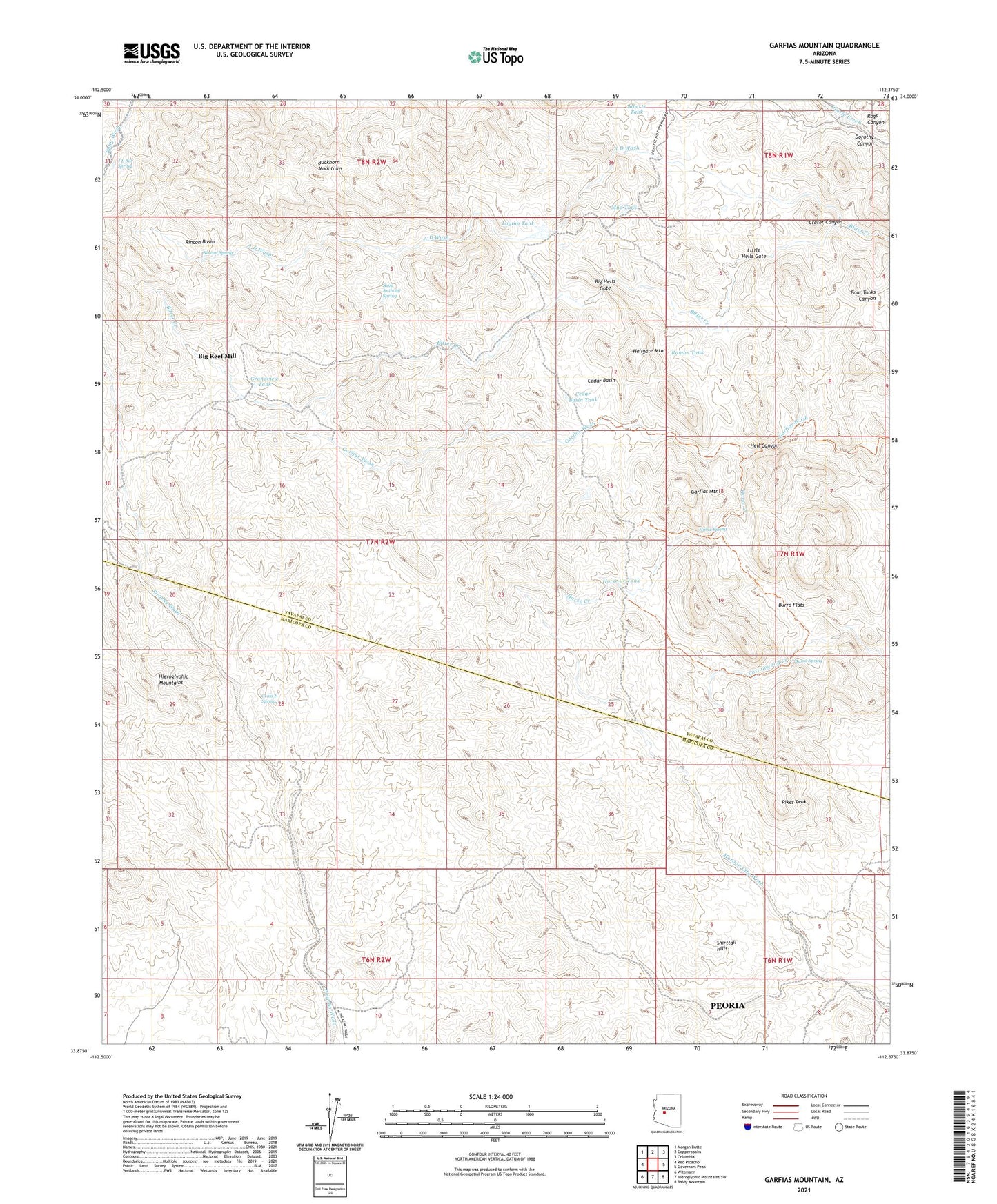 Garfias Mountain Arizona US Topo Map Image