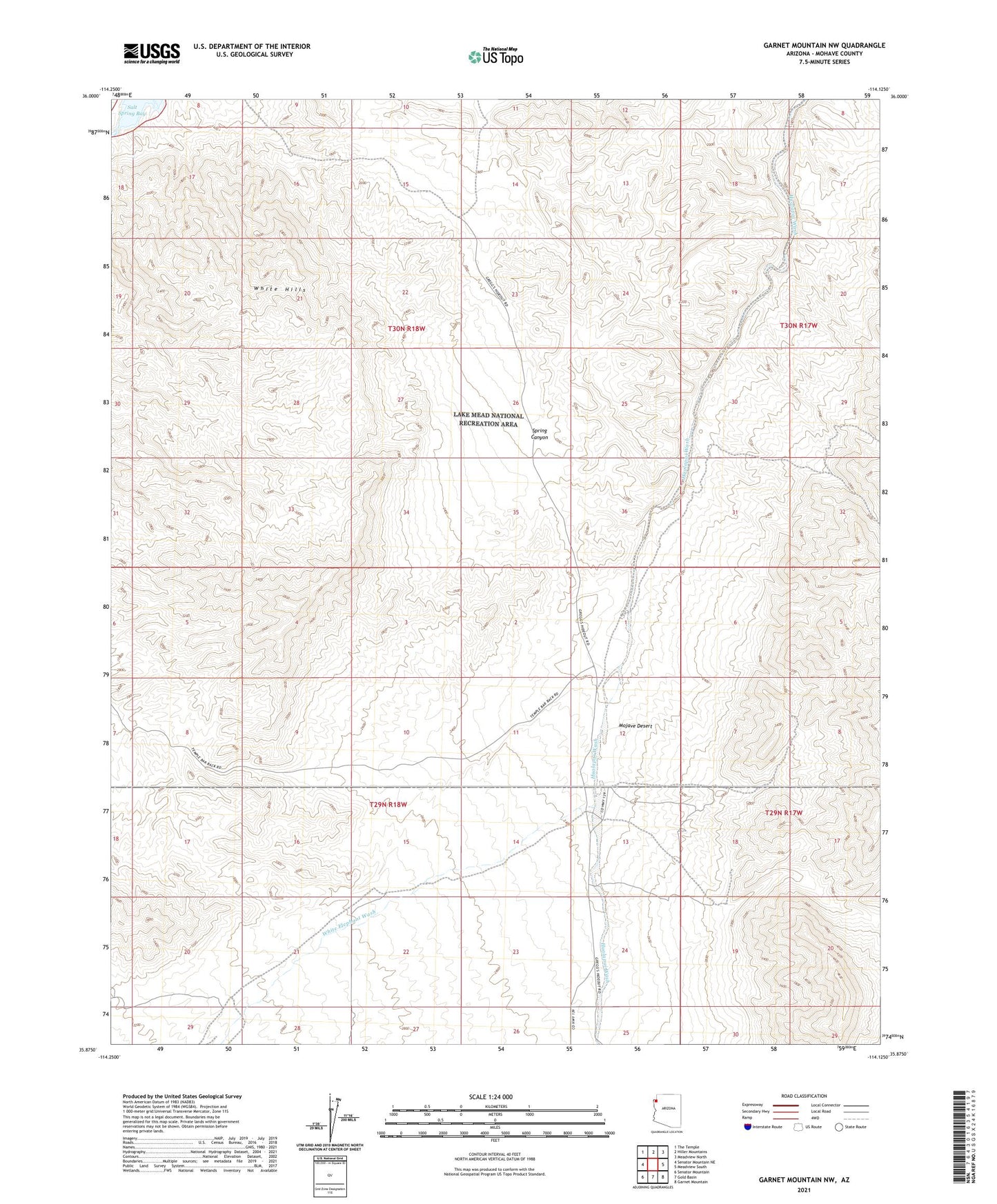 Garnet Mountain NW Arizona US Topo Map Image