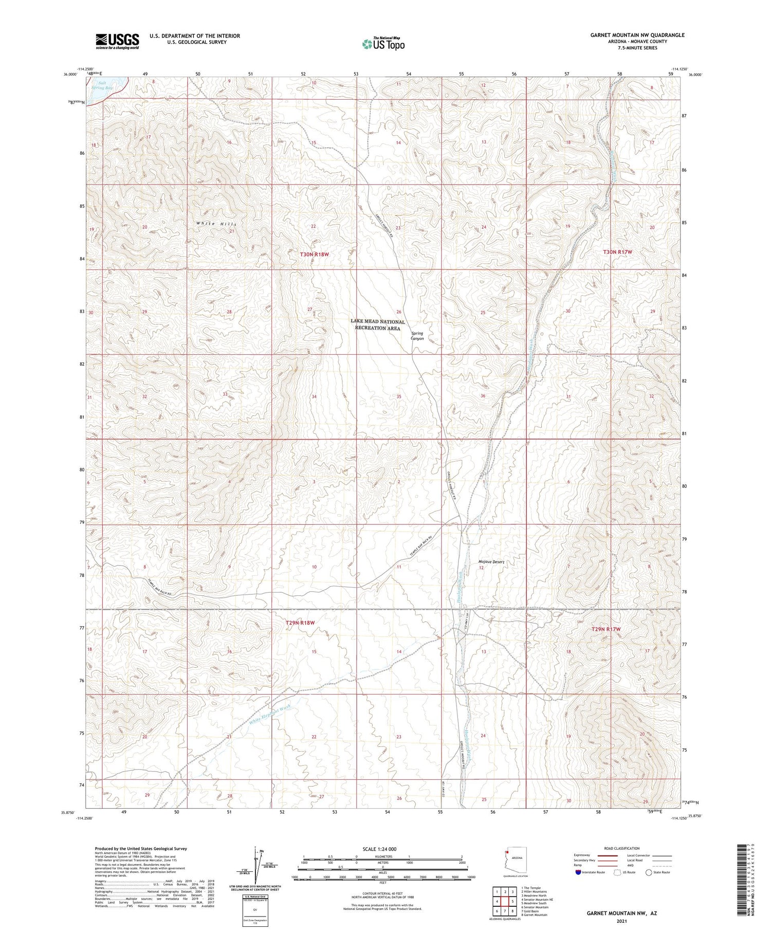 Garnet Mountain NW Arizona US Topo Map Image