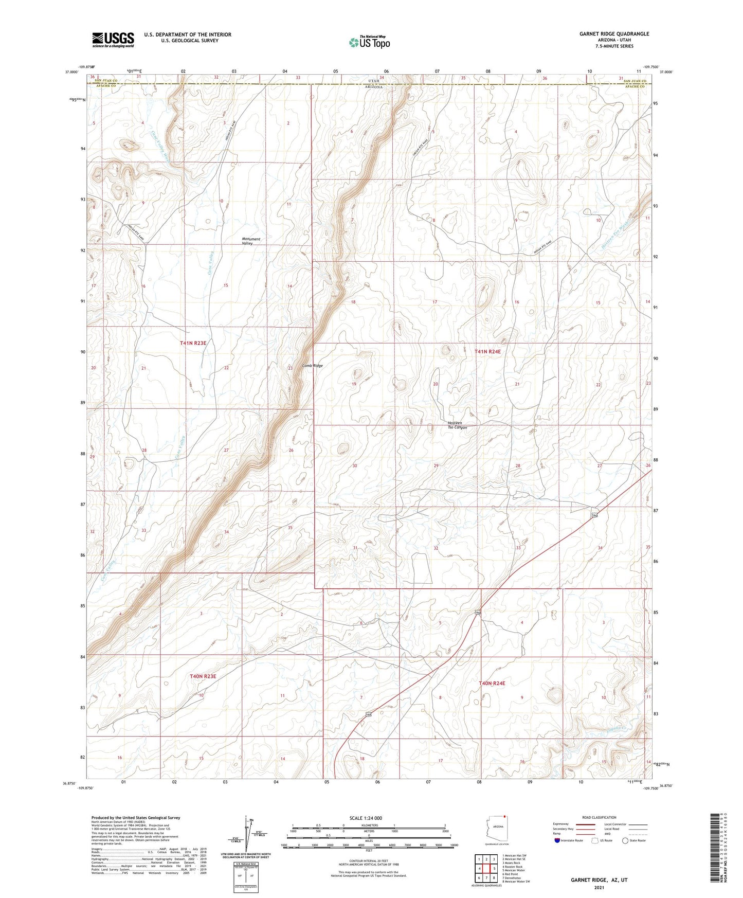 Garnet Ridge Arizona US Topo Map Image