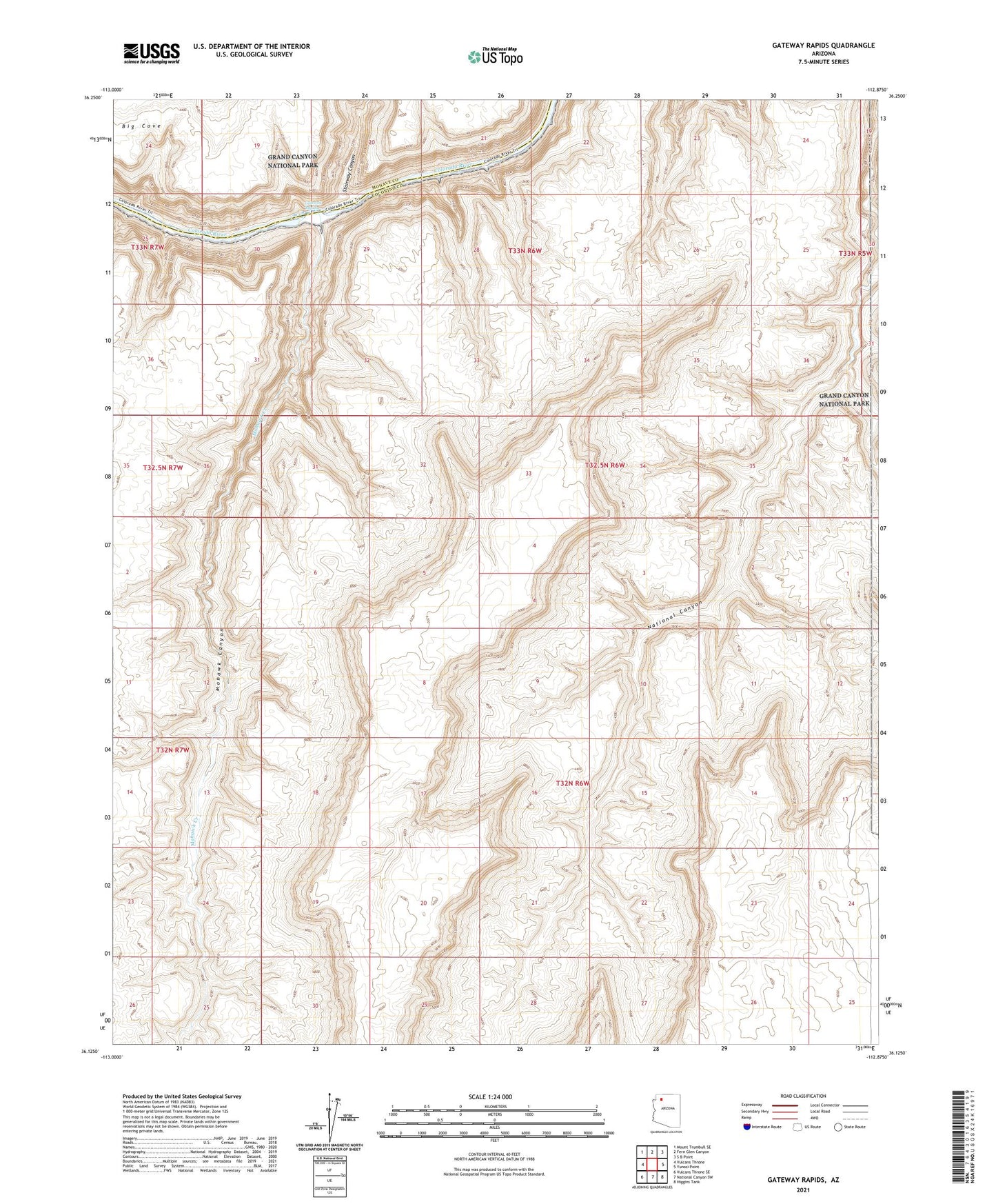 Gateway Rapids Arizona US Topo Map Image