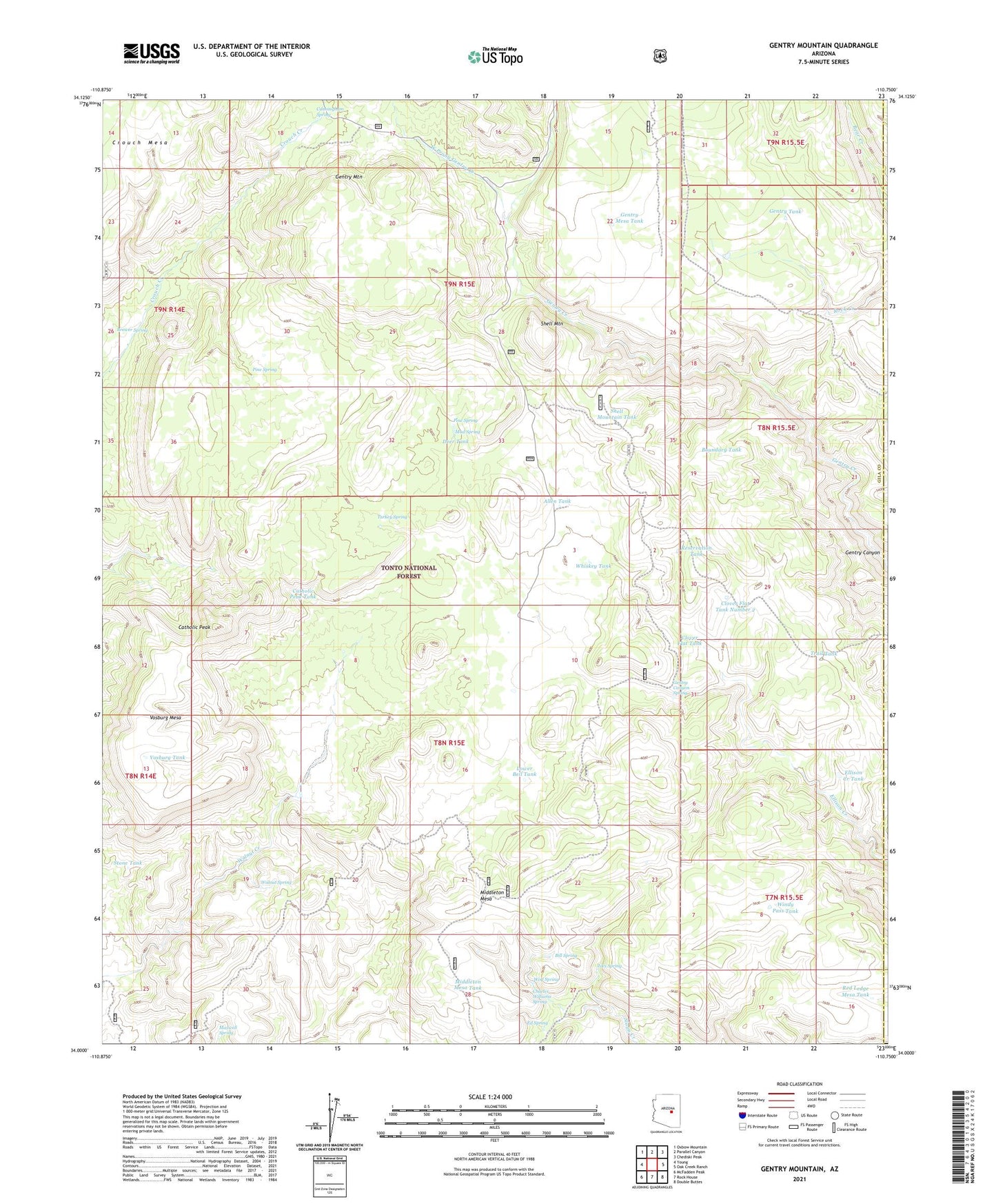 Gentry Mountain Arizona US Topo Map Image